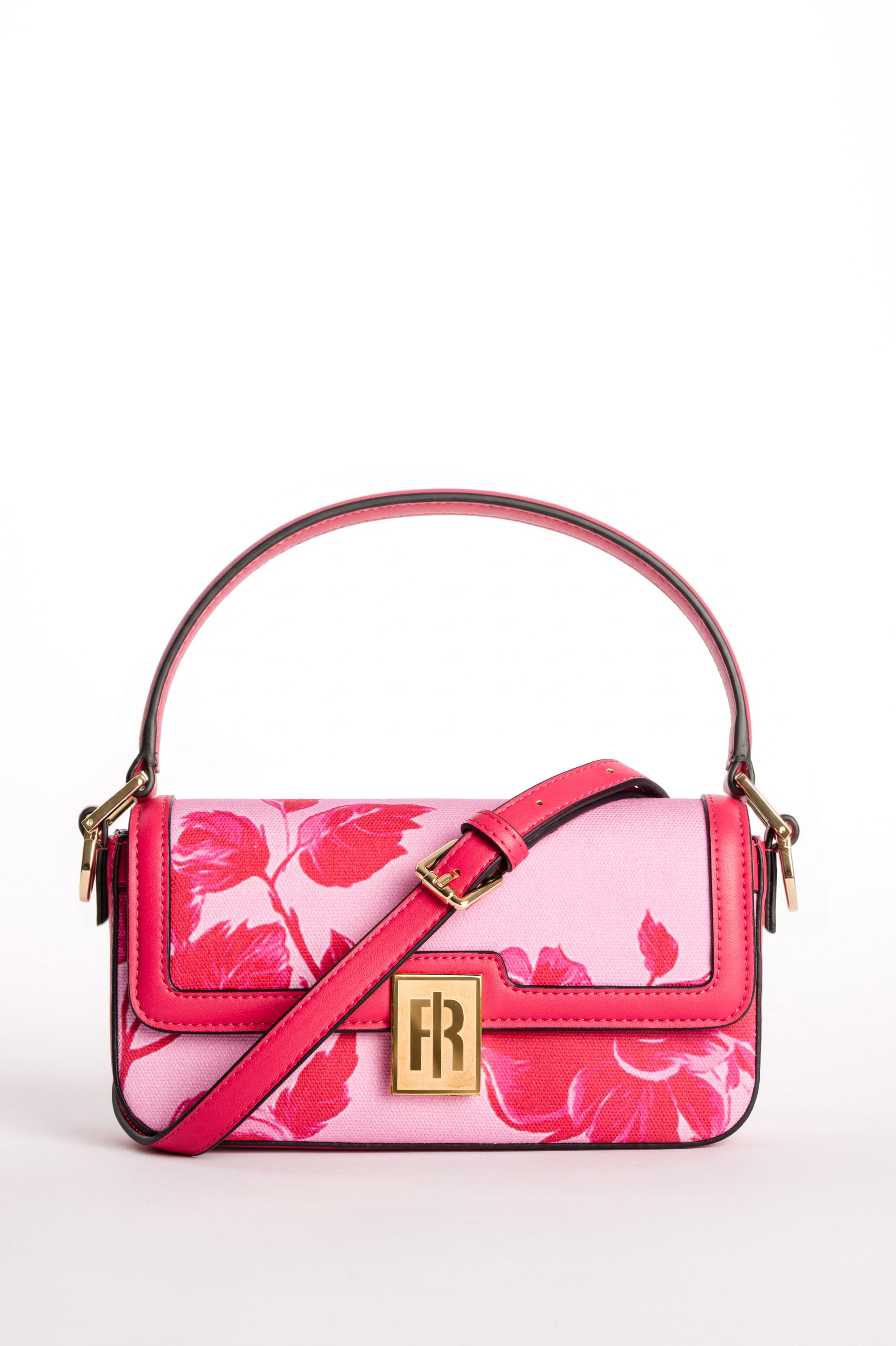 Borsa Baguette in Canvas Jacquard a Motivo Floreale