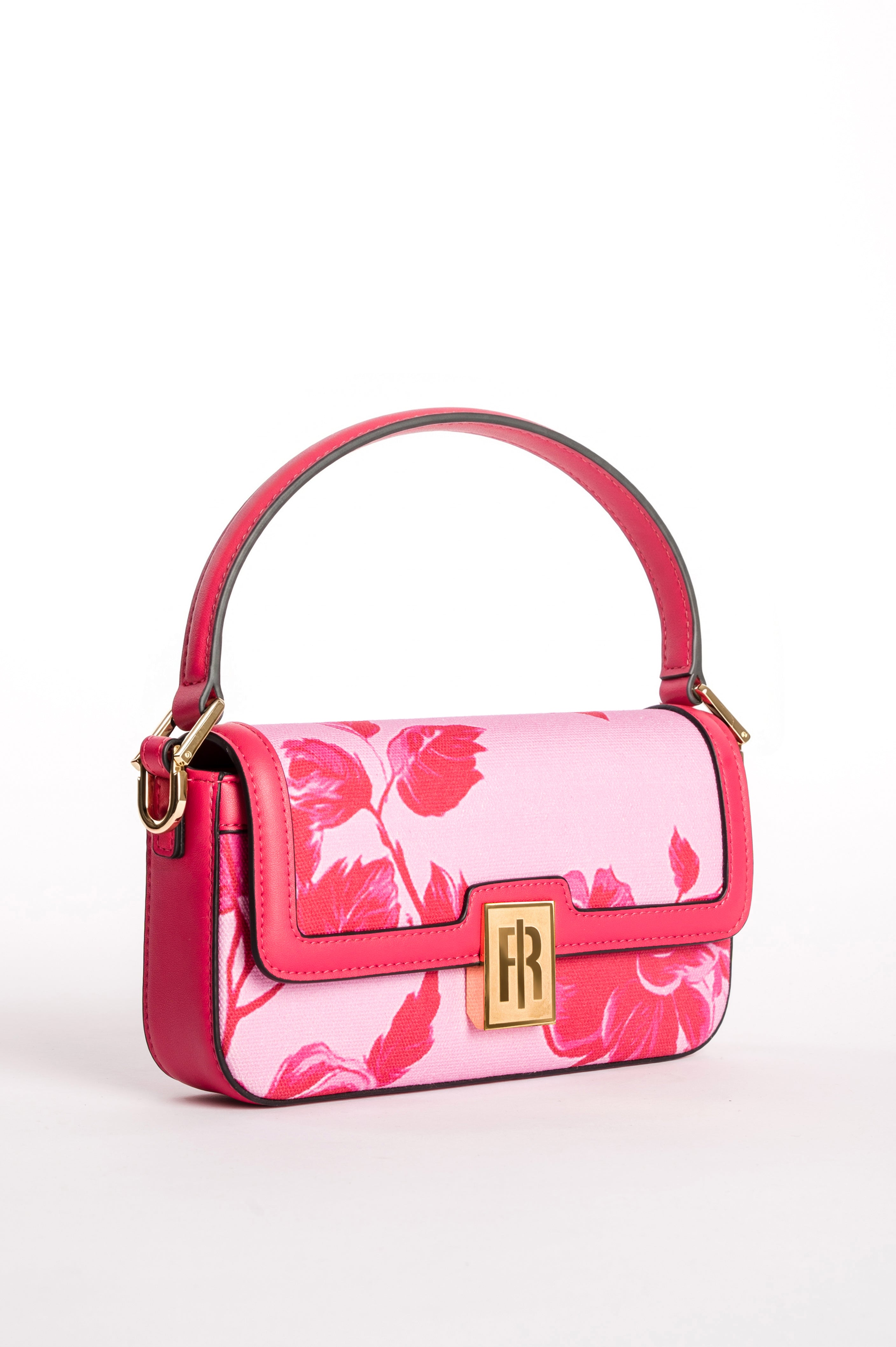 Borsa Baguette in Canvas Jacquard a Motivo Floreale