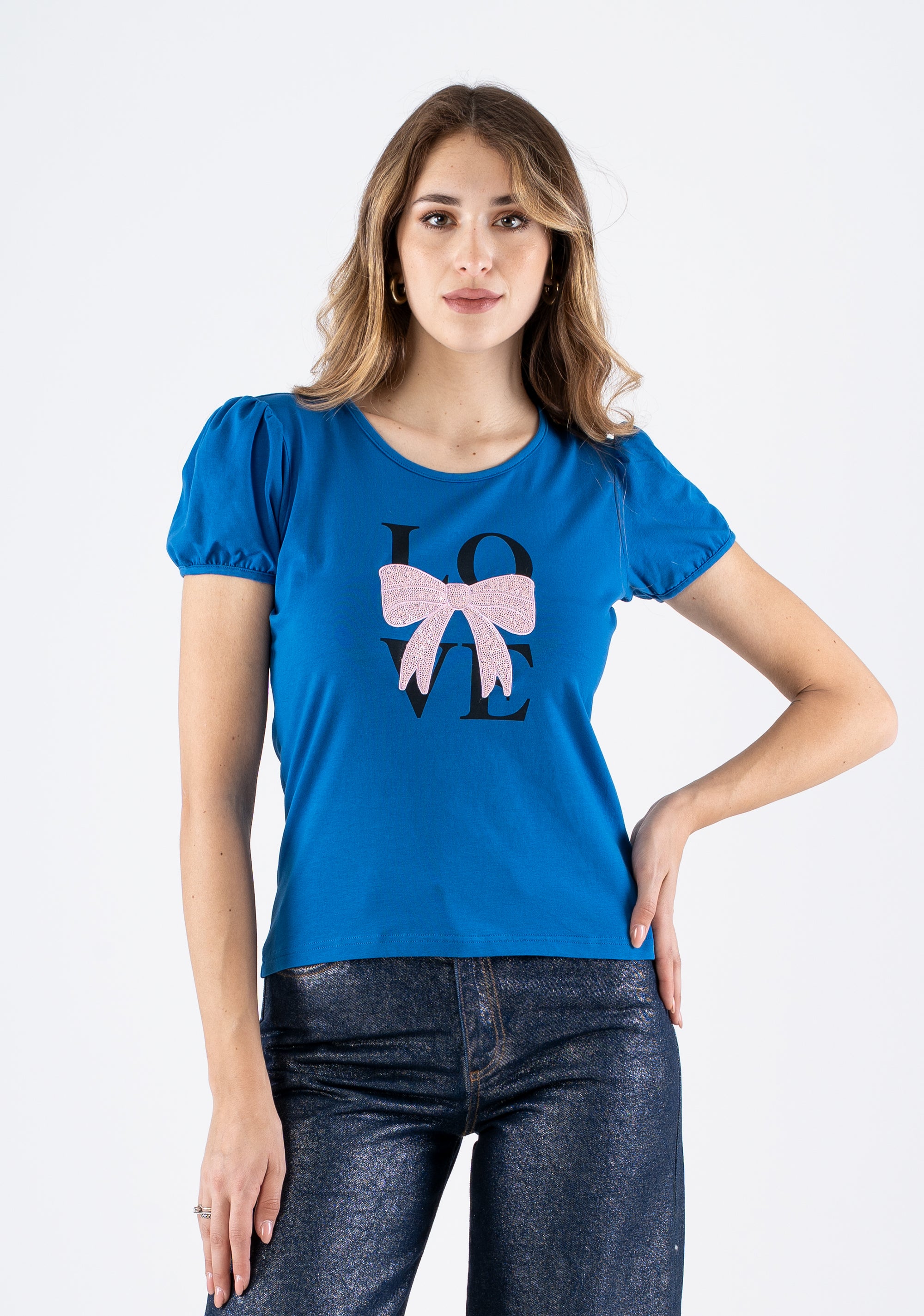 T-shirt con Maniche a Palloncino
