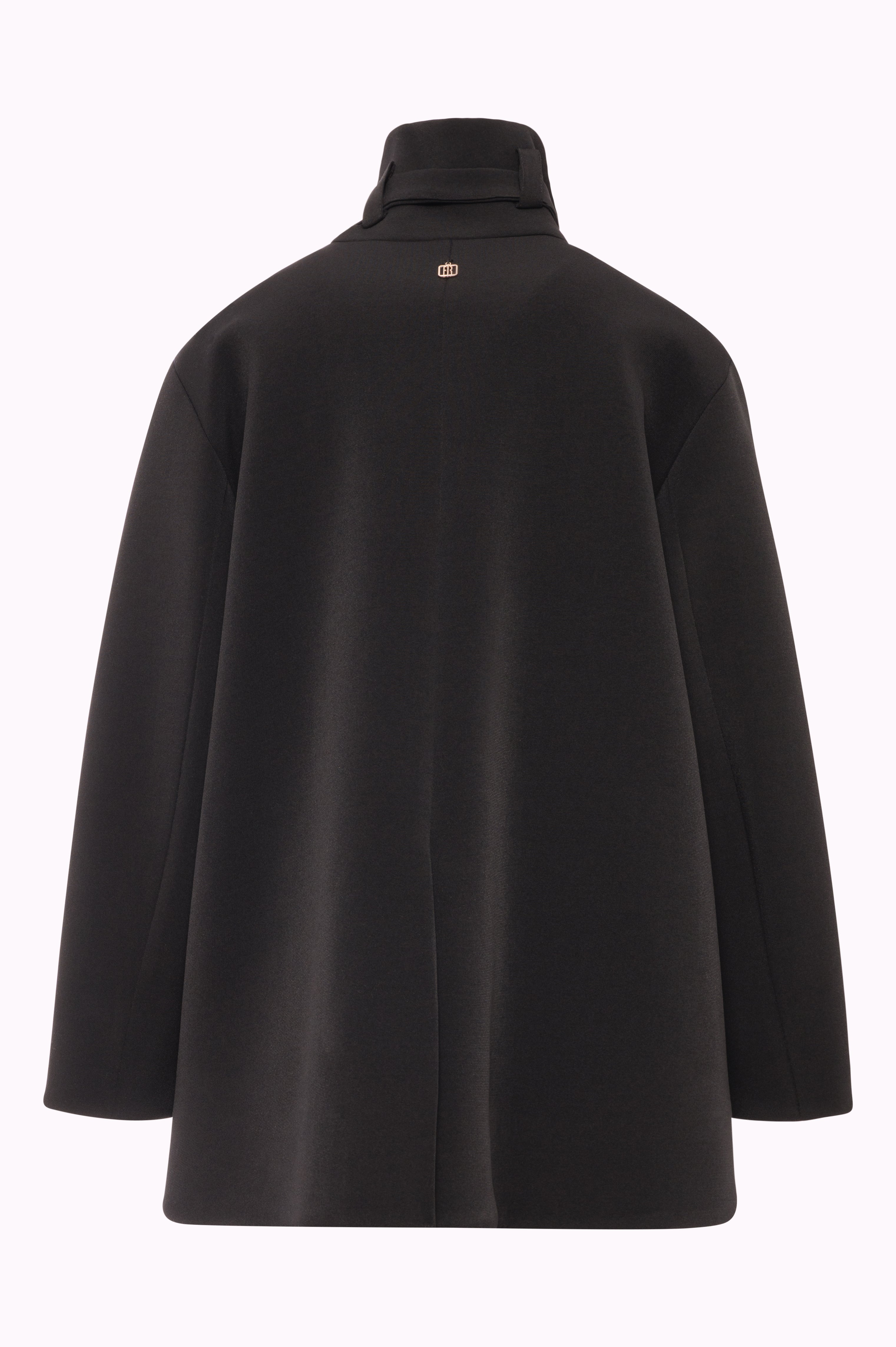 Cappotto Corto con Collo Alto a Imbuto e Fibbia