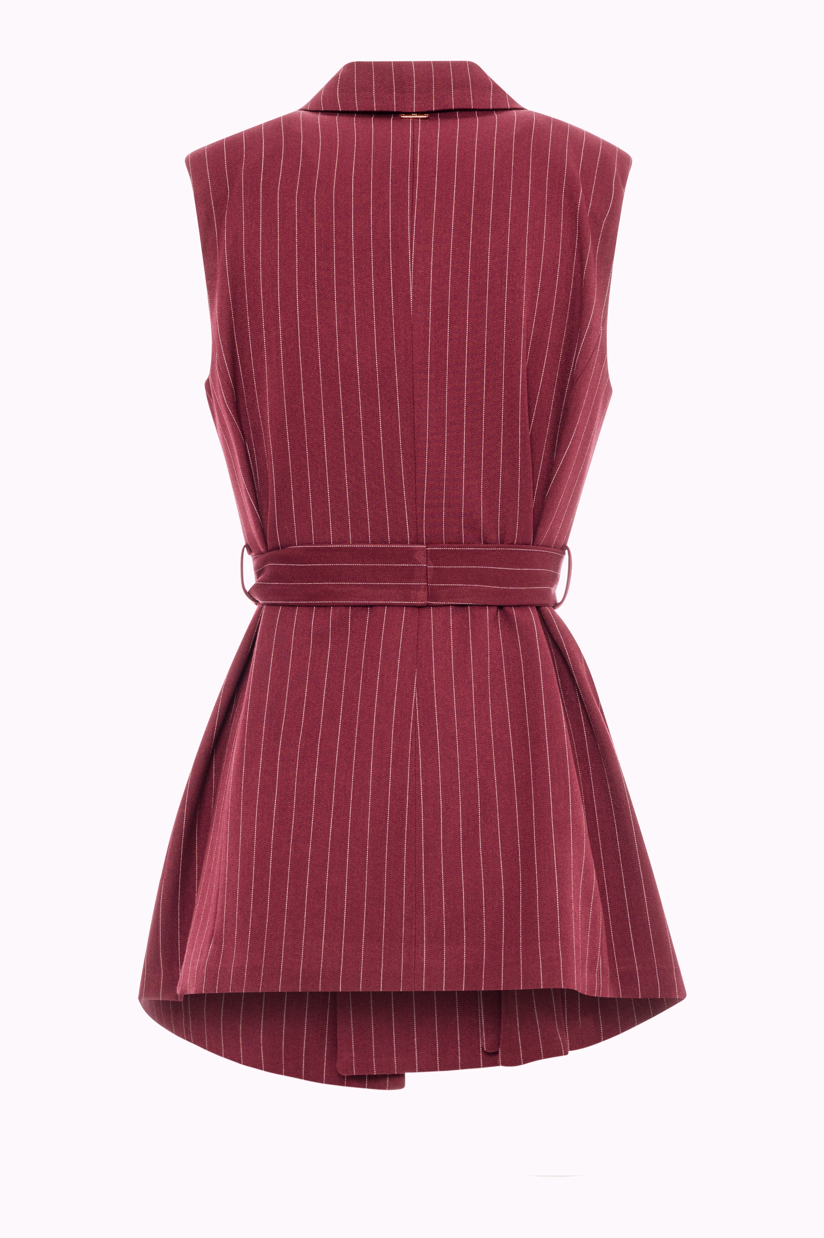 Gilet Lungo con Revers e Cintura