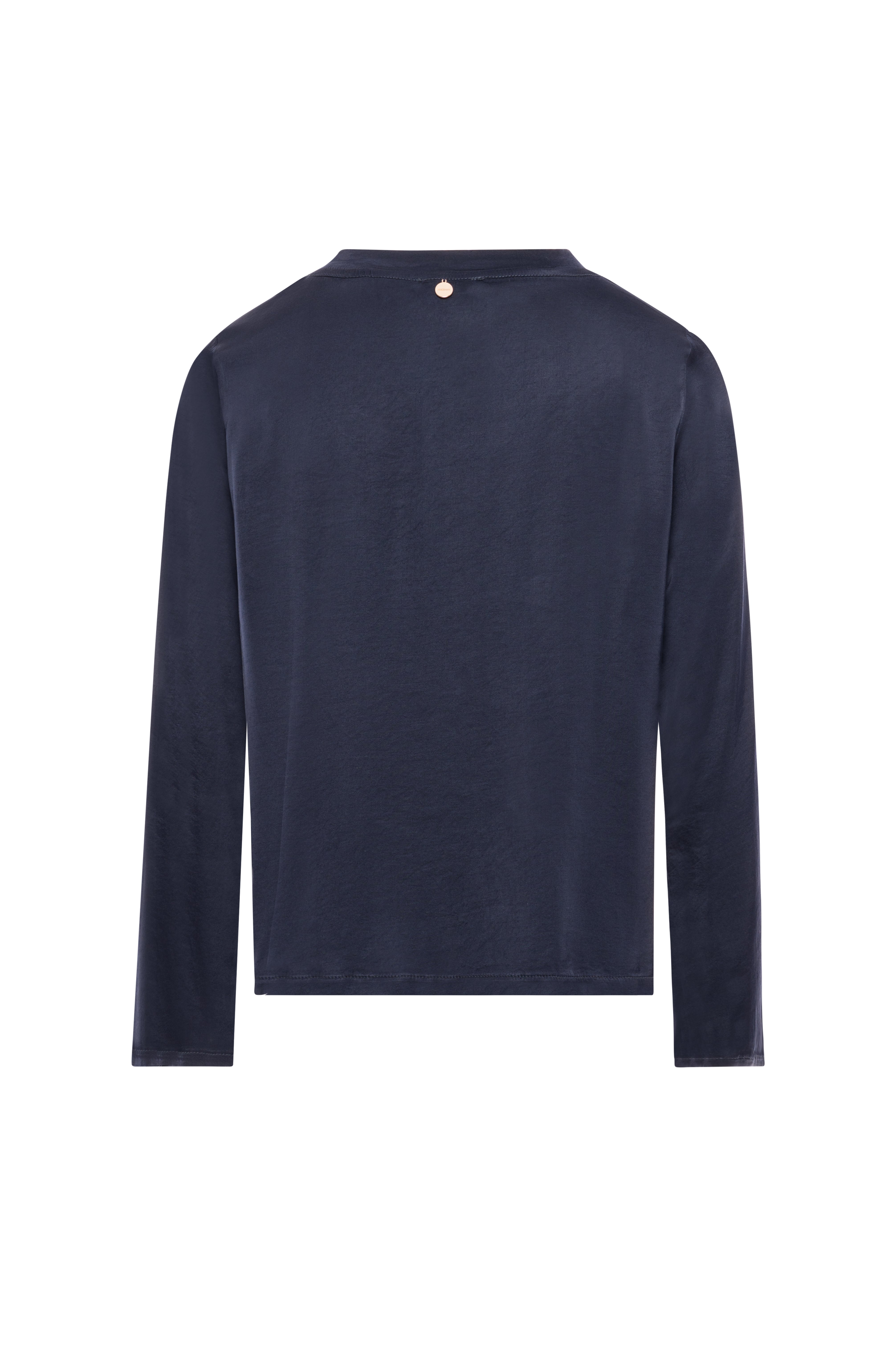 T-shirt a Maniche Lunghe Effetto Seta a Girocollo