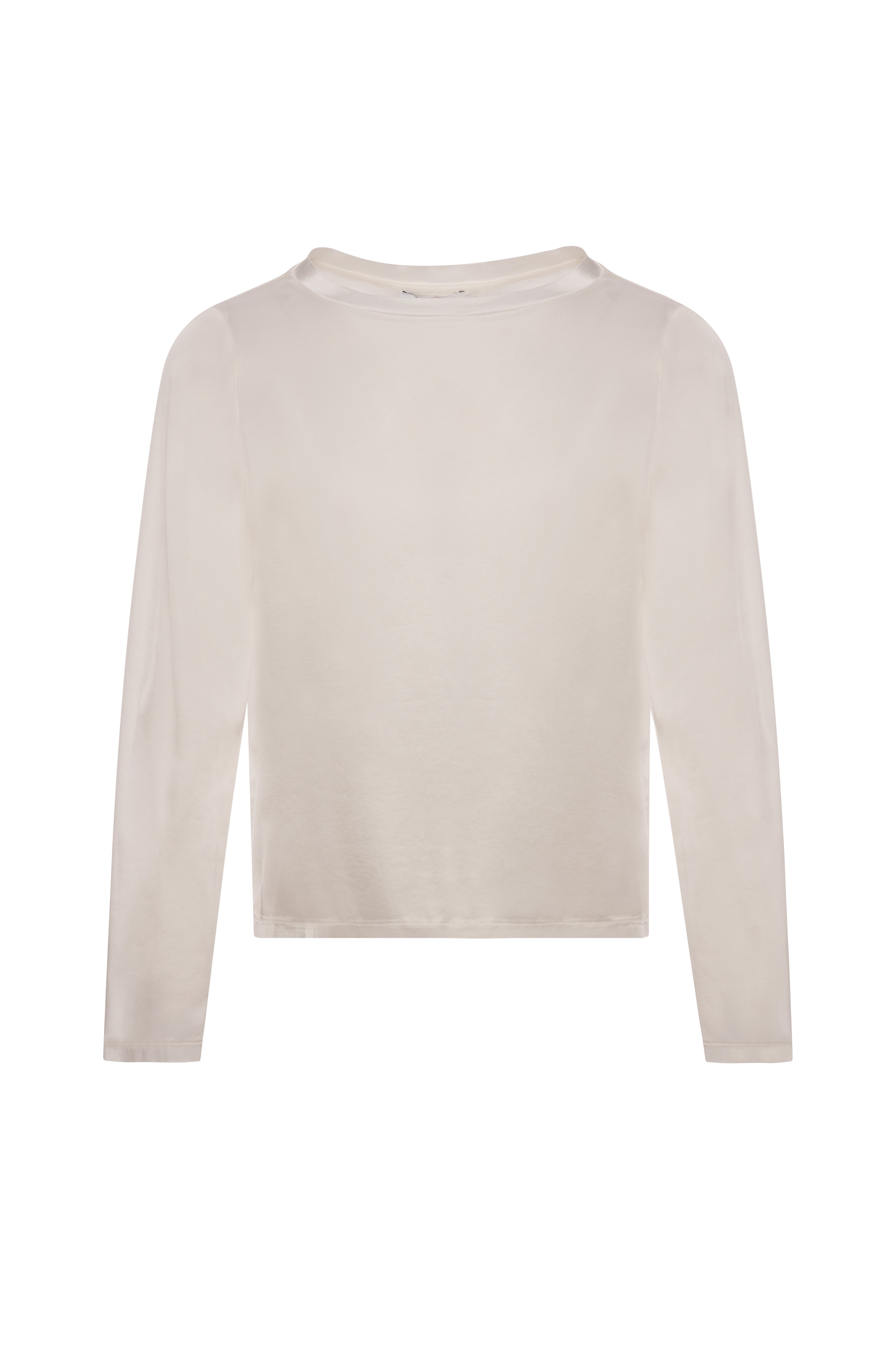T-shirt a Maniche Lunghe Effetto Seta a Girocollo