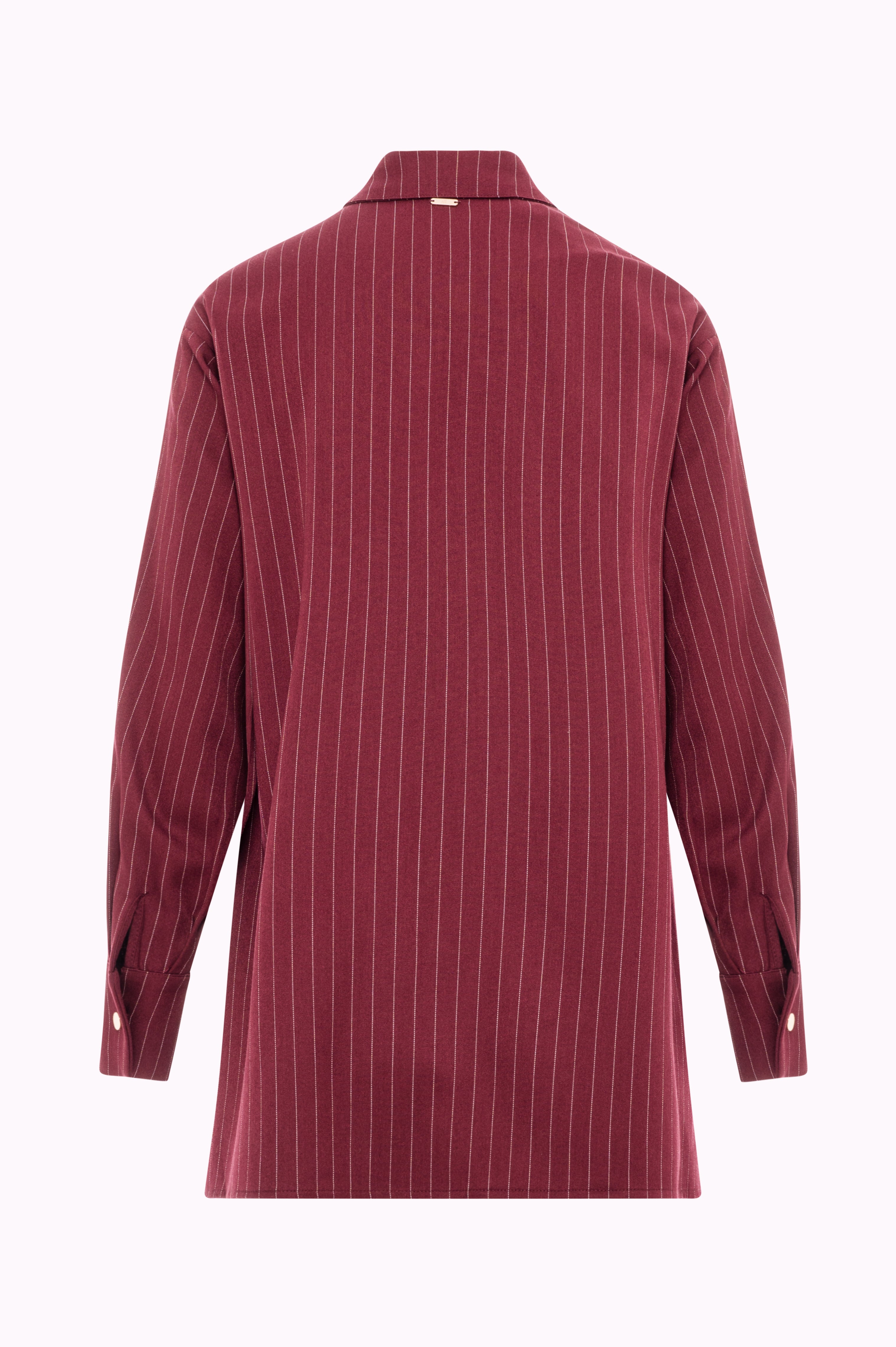 Camicia Lunga Oversize Gessata con Bottoni Dorati