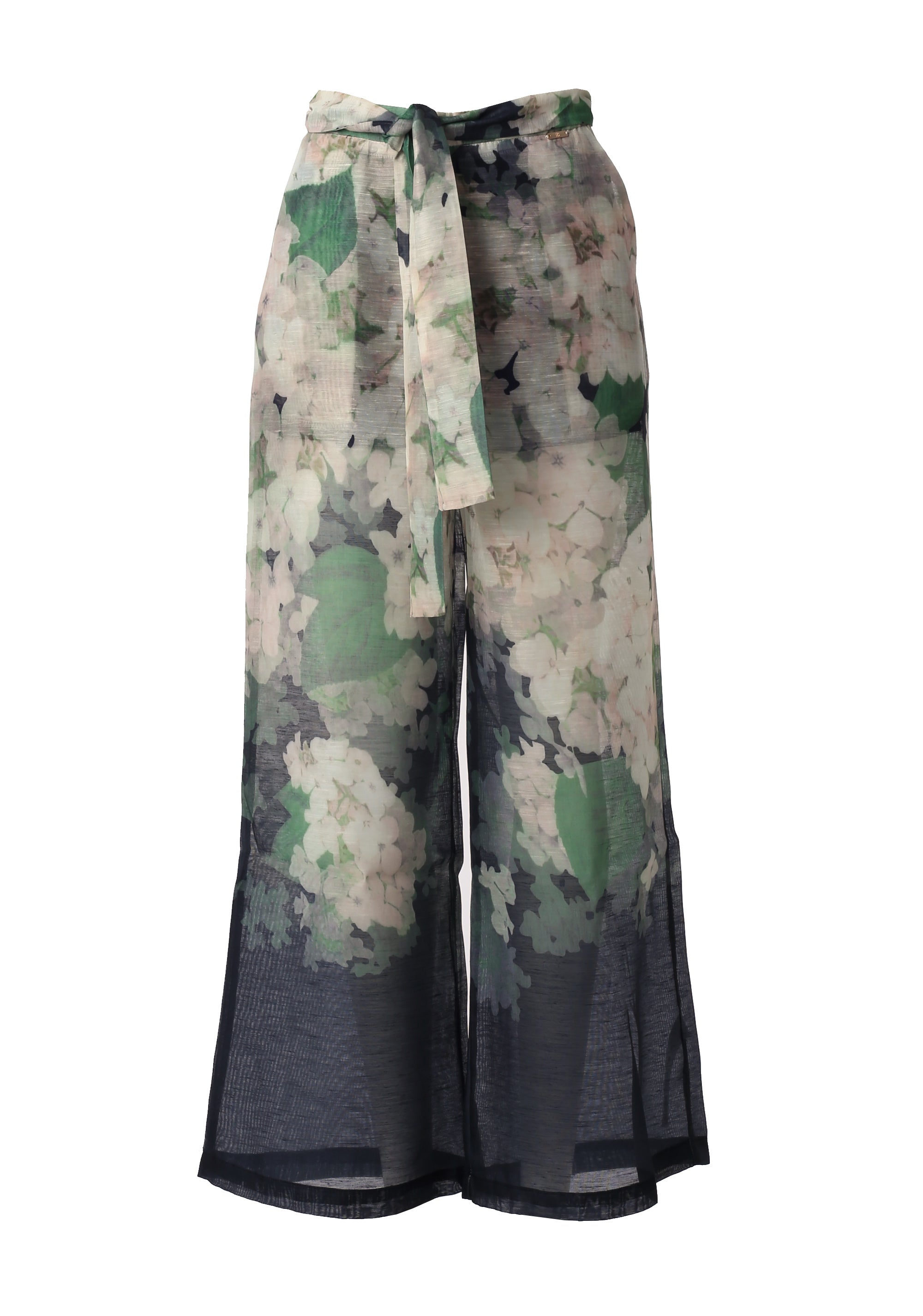 Pantaloni Wide-Leg con Stampa Floreale e Cintura Annodabile