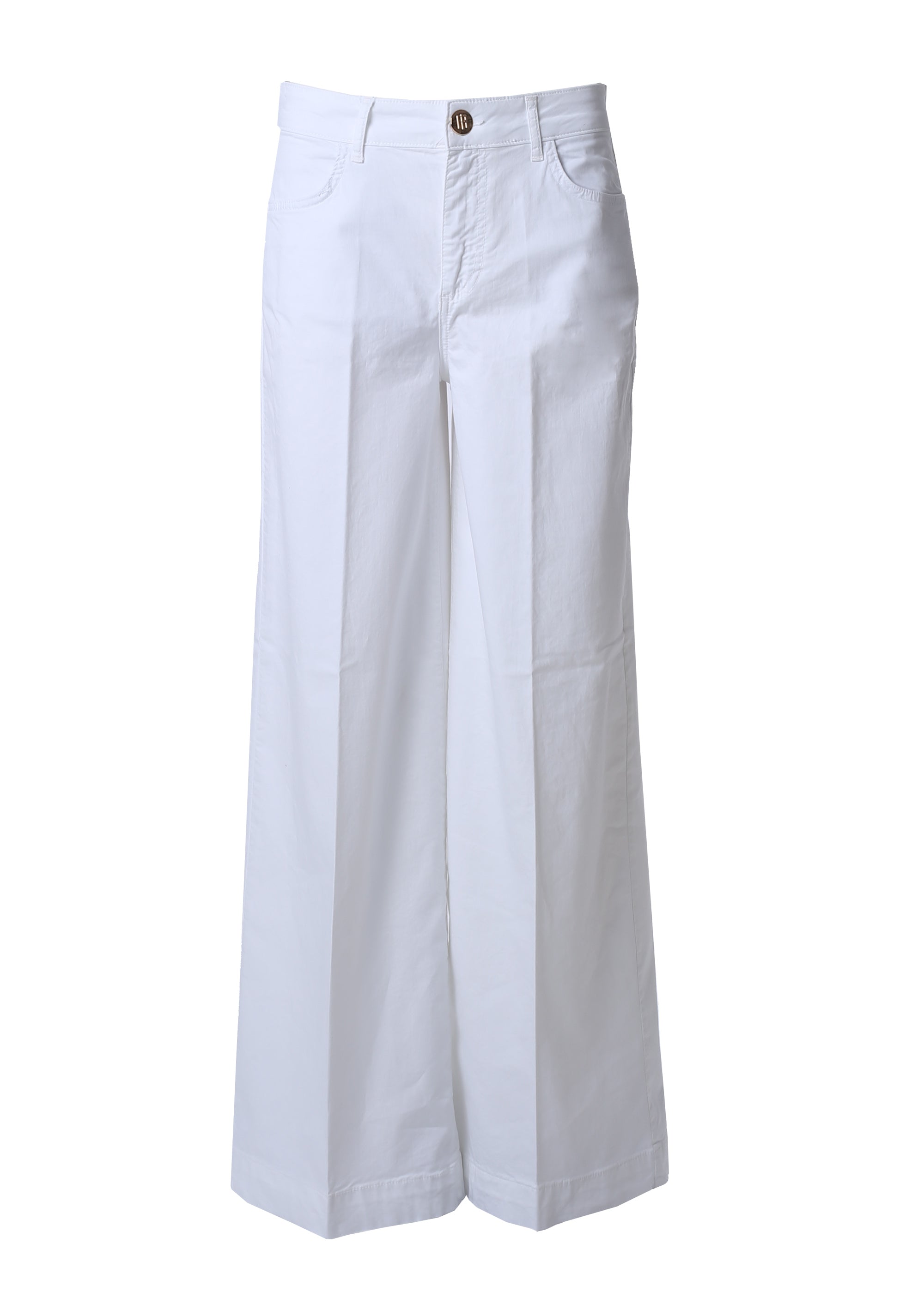 Pantaloni Wide-Leg a Vita Alta con Piega Stirata