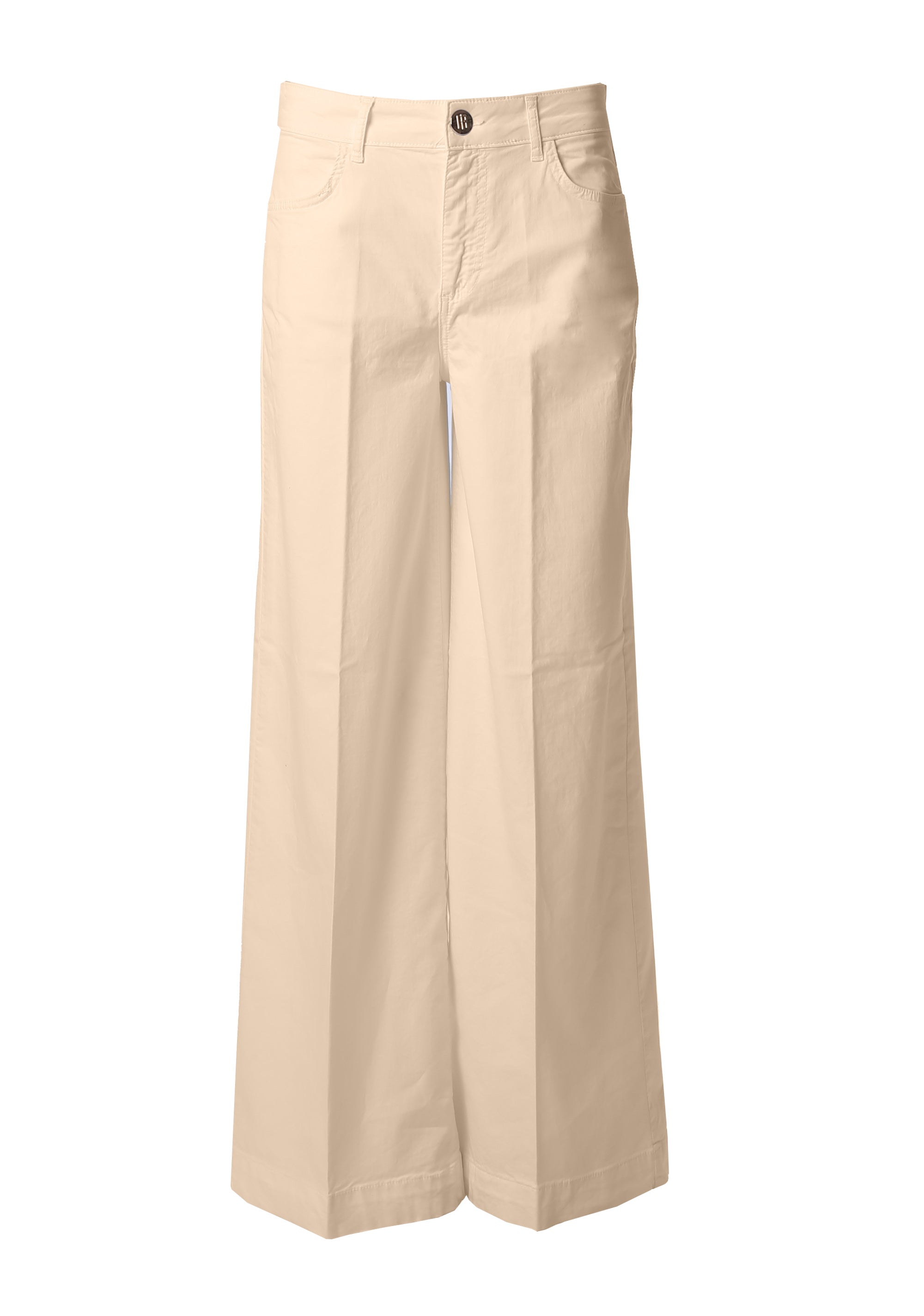Pantaloni Wide-Leg a Vita Alta con Piega Stirata