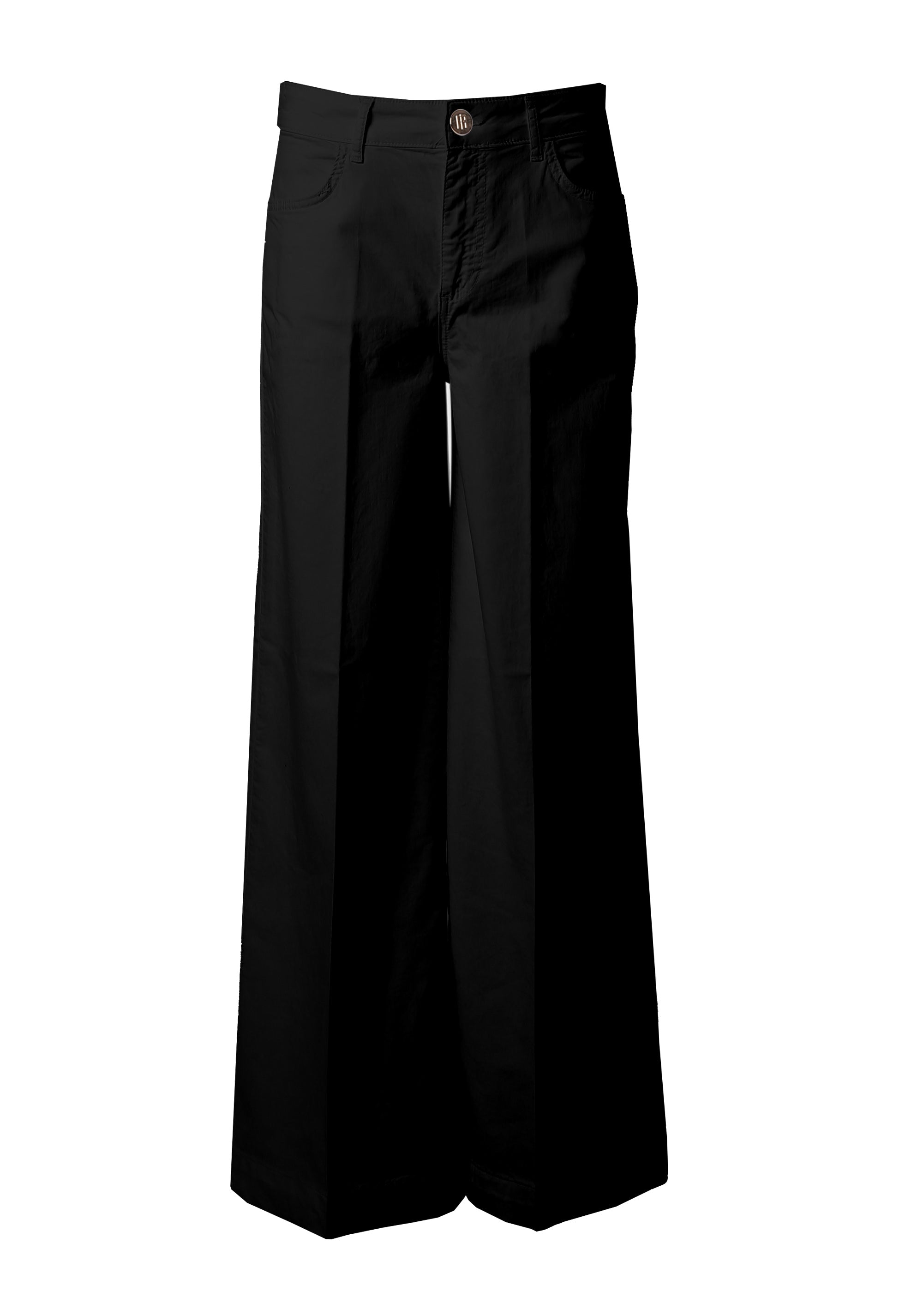 Pantaloni Wide-Leg a Vita Alta con Piega Stirata