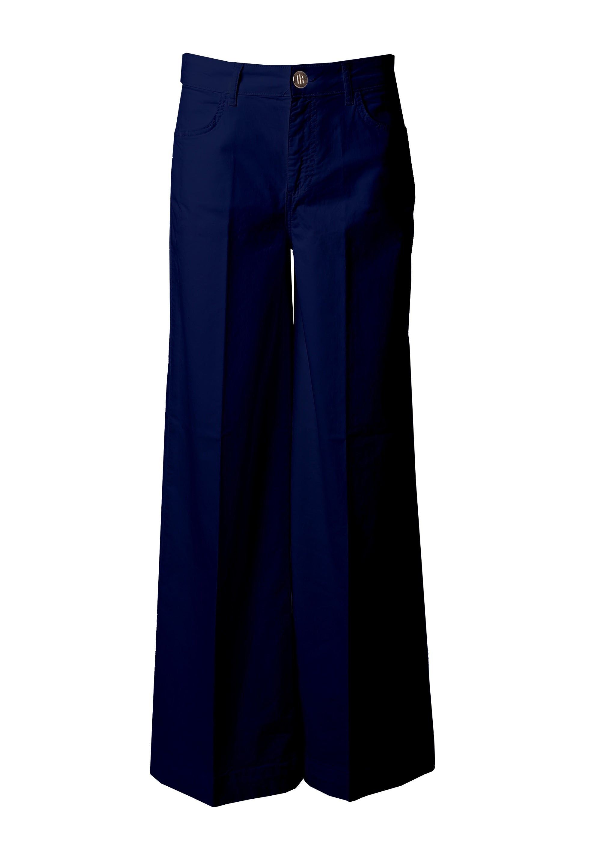 Pantaloni Wide-Leg a Vita Alta con Piega Stirata