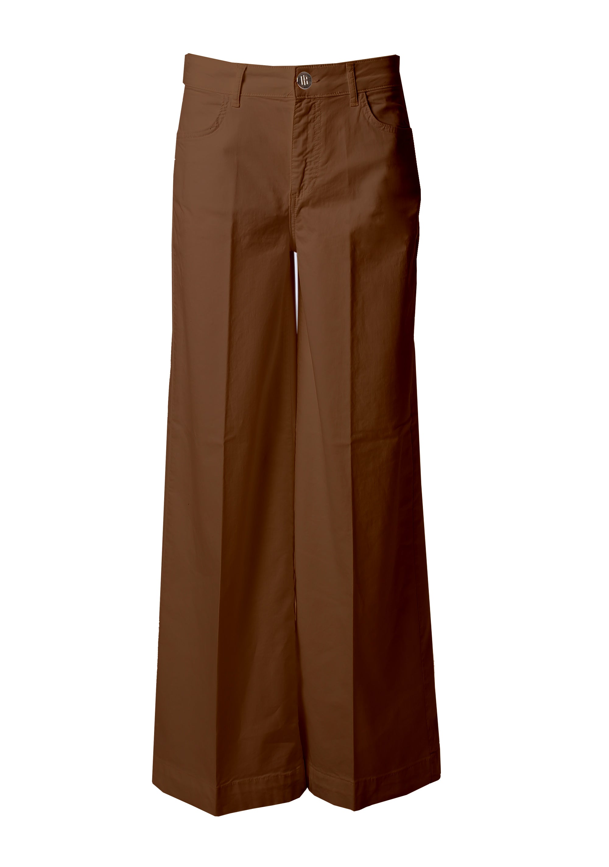Pantaloni Wide-Leg a Vita Alta con Piega Stirata