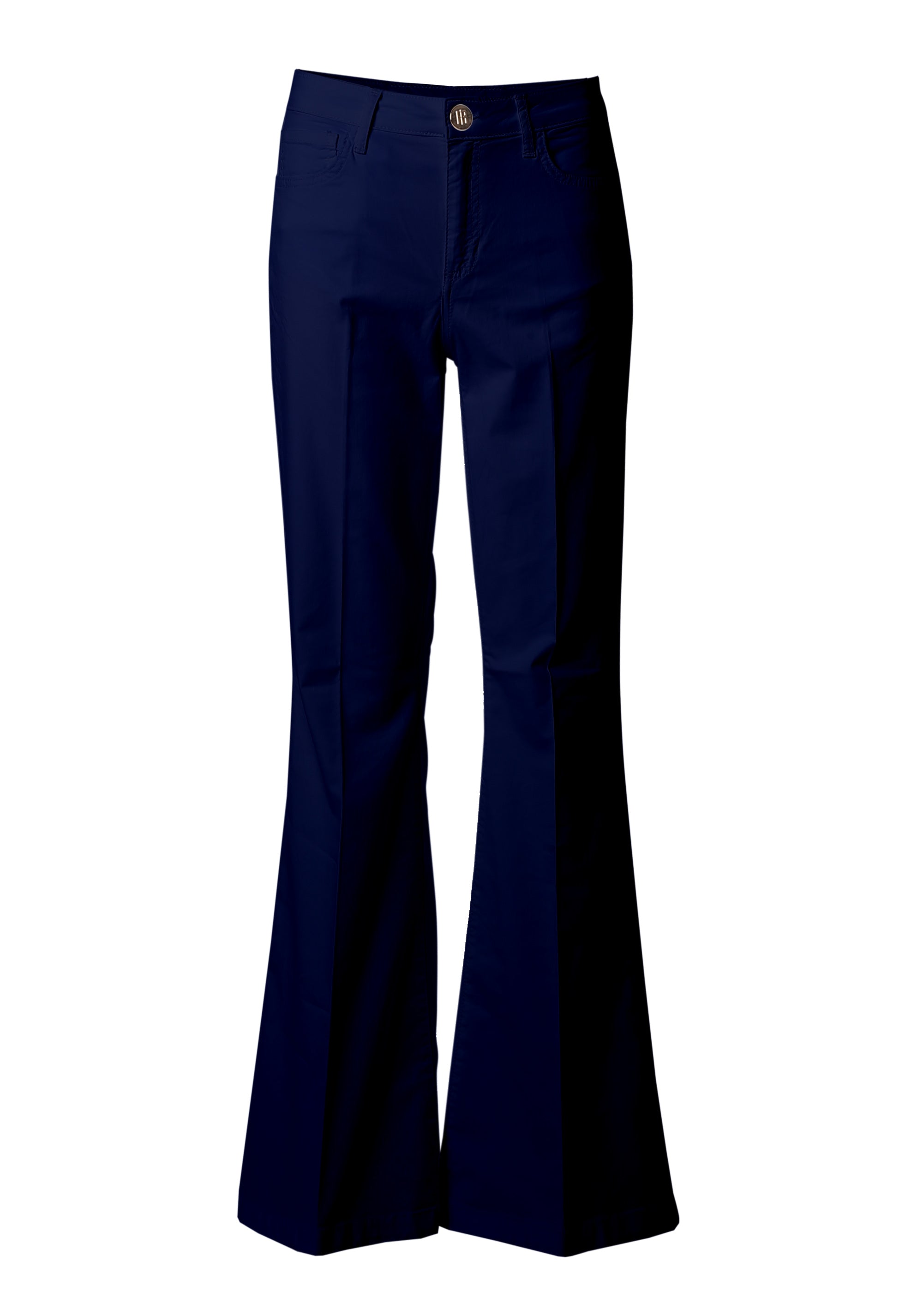 Pantaloni Flare a Vita Alta con Piega Stirata