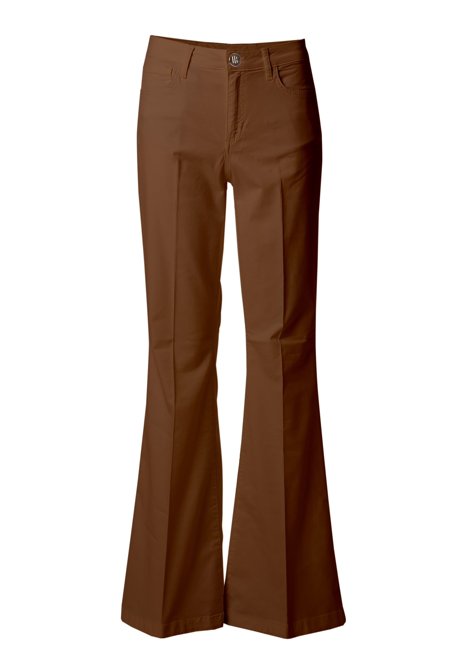 Pantaloni Flare a Vita Alta con Piega Stirata