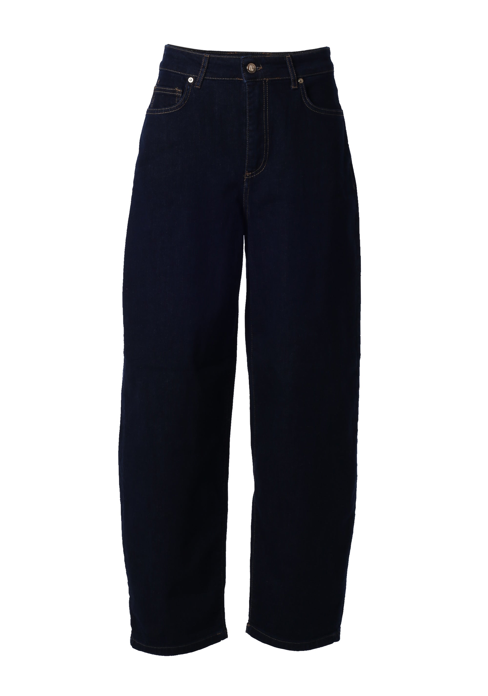 Jeans Balloon a Vita Alta con Dettagli Gold
