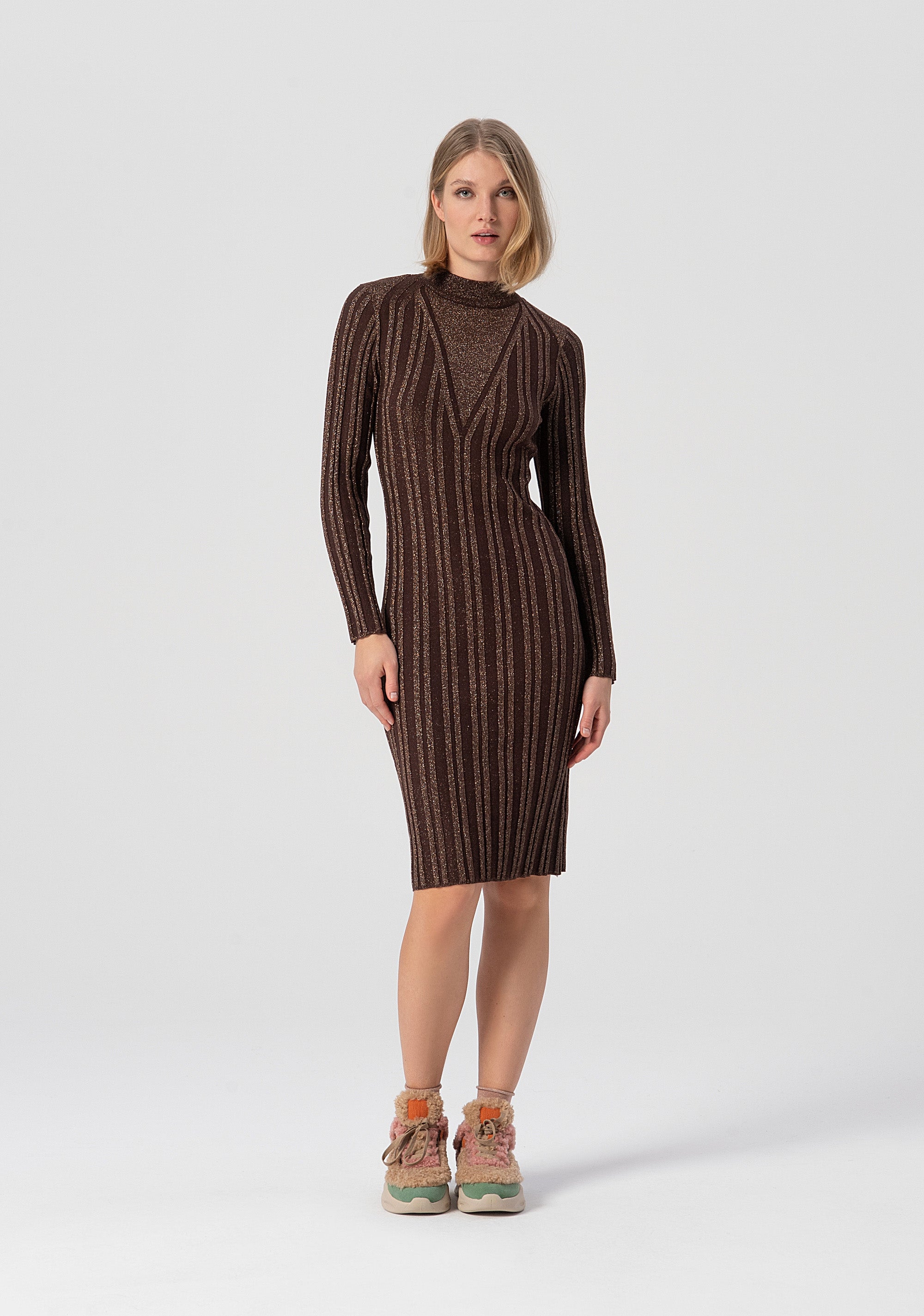 Abito aderente mini in maglia con lurex FJ25WD5006K463Q7-T87 Fracomina