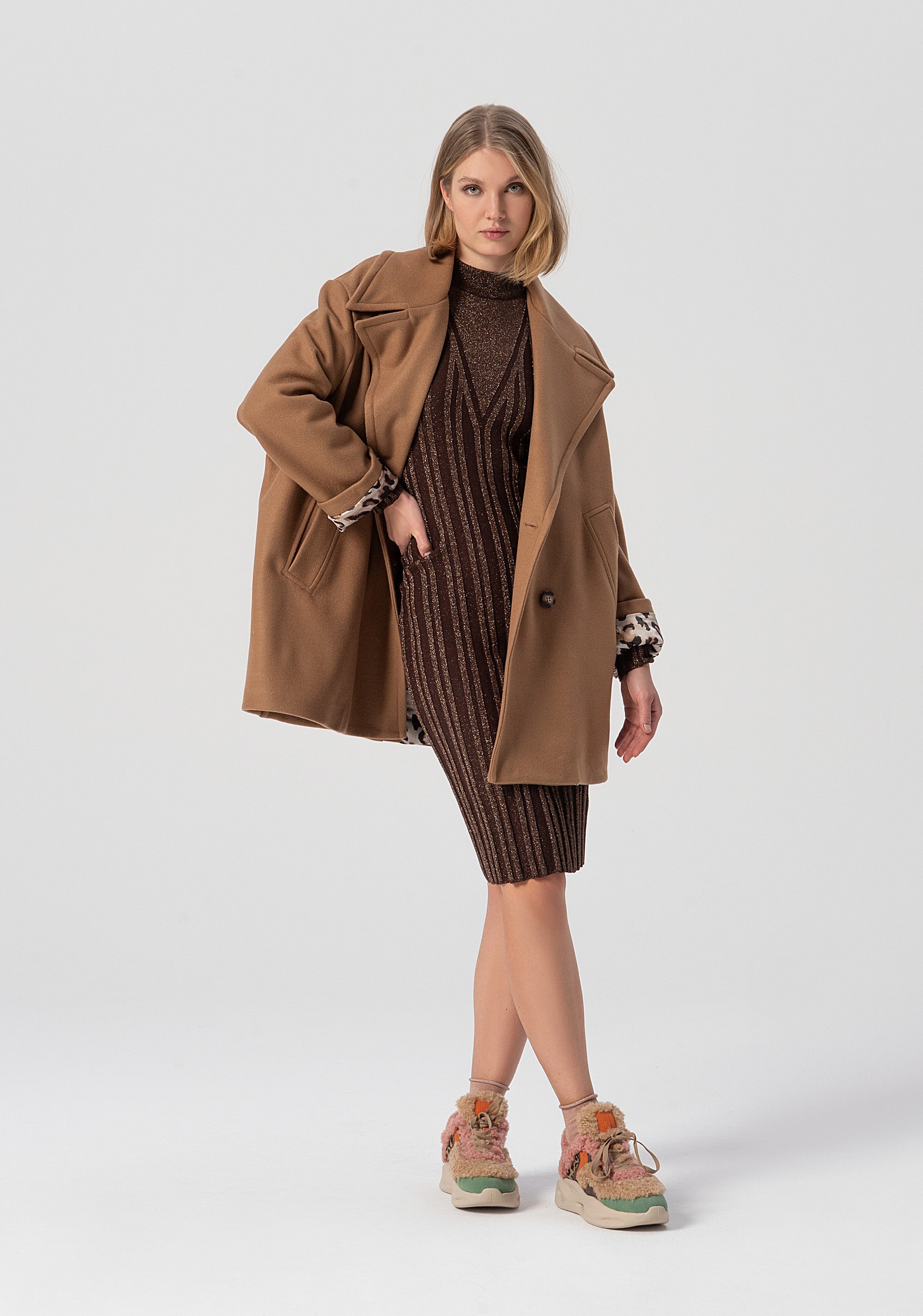 Abito aderente mini in maglia con lurex FJ25WD5006K463Q7-T87 Fracomina