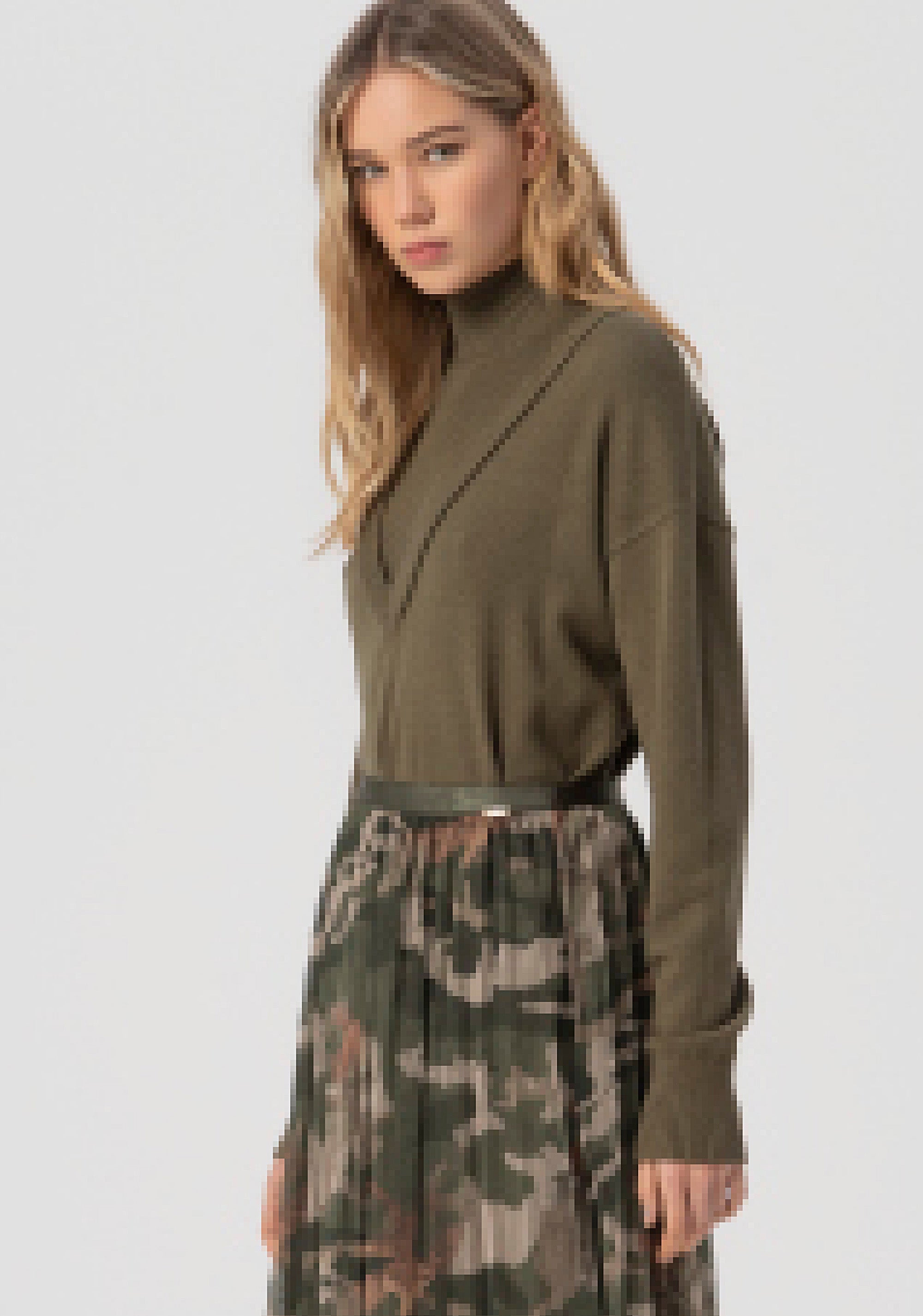 Gonna svasata midi in georgette con stampa mimetica FJ25WG2003W529B7-T72 Fracomina