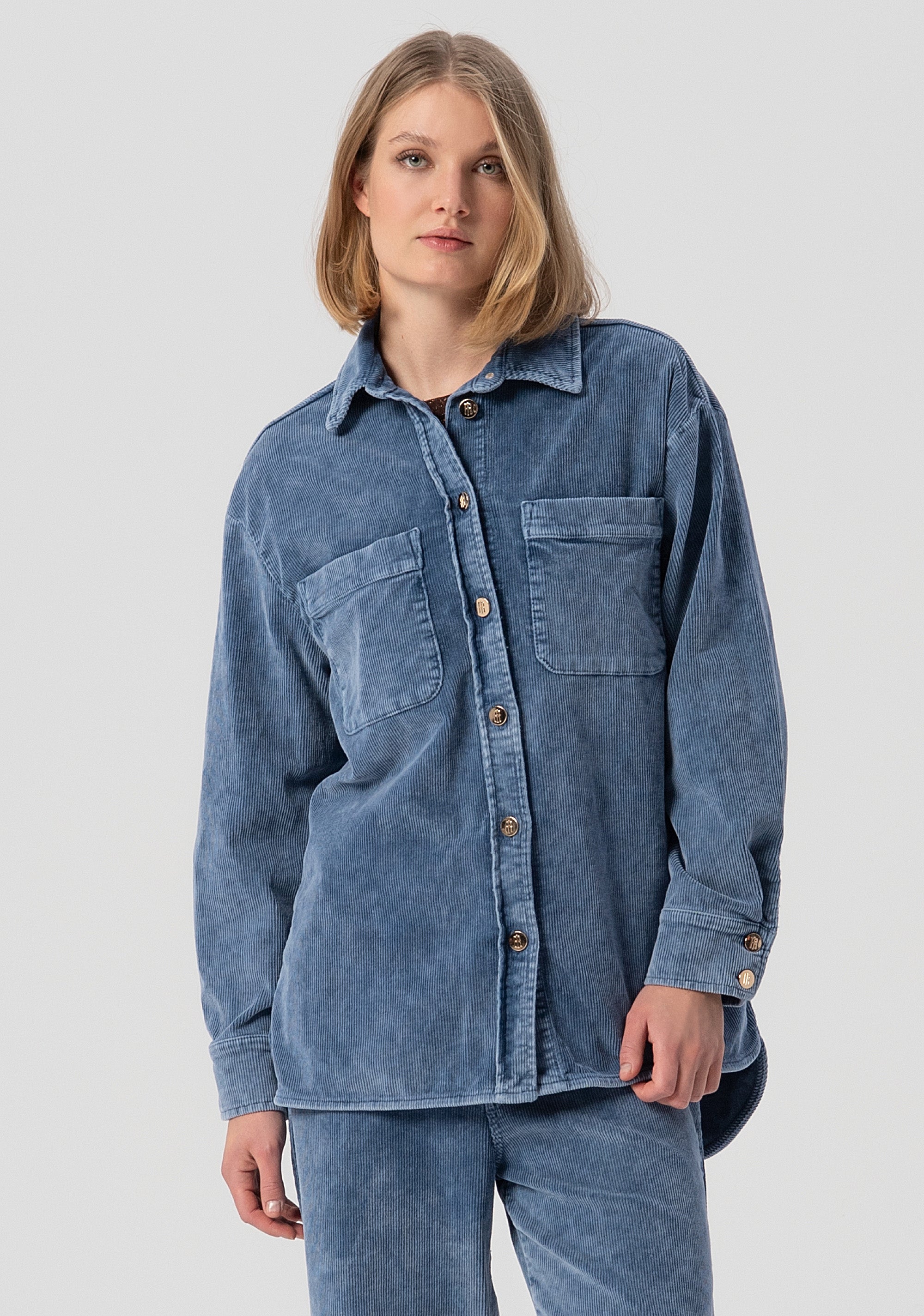 Camicia over lunga in velluto con effetto used FJ25WT6003W59601-166 Fracomina