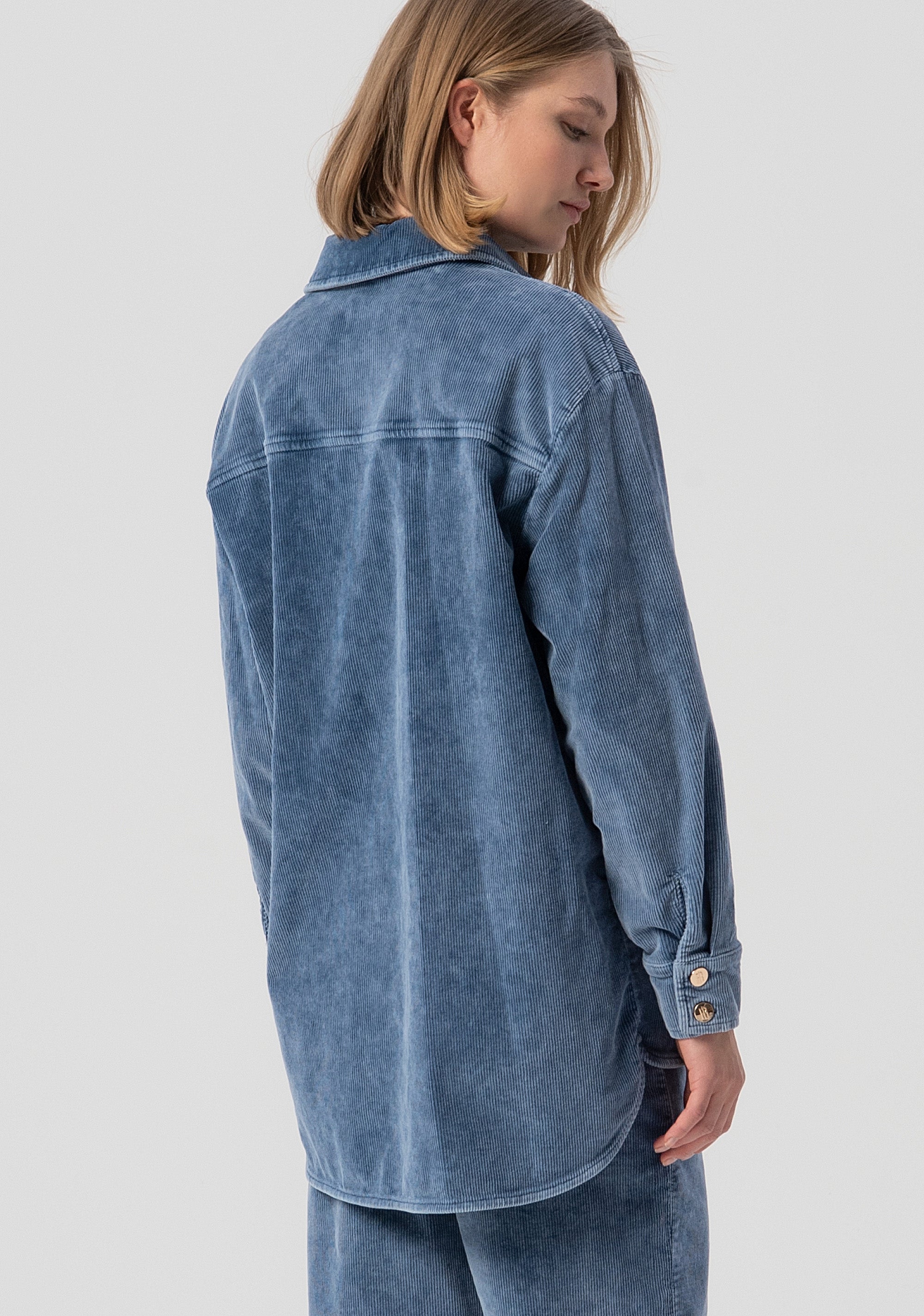 Camicia over lunga in velluto con effetto used FJ25WT6003W59601-166 Fracomina
