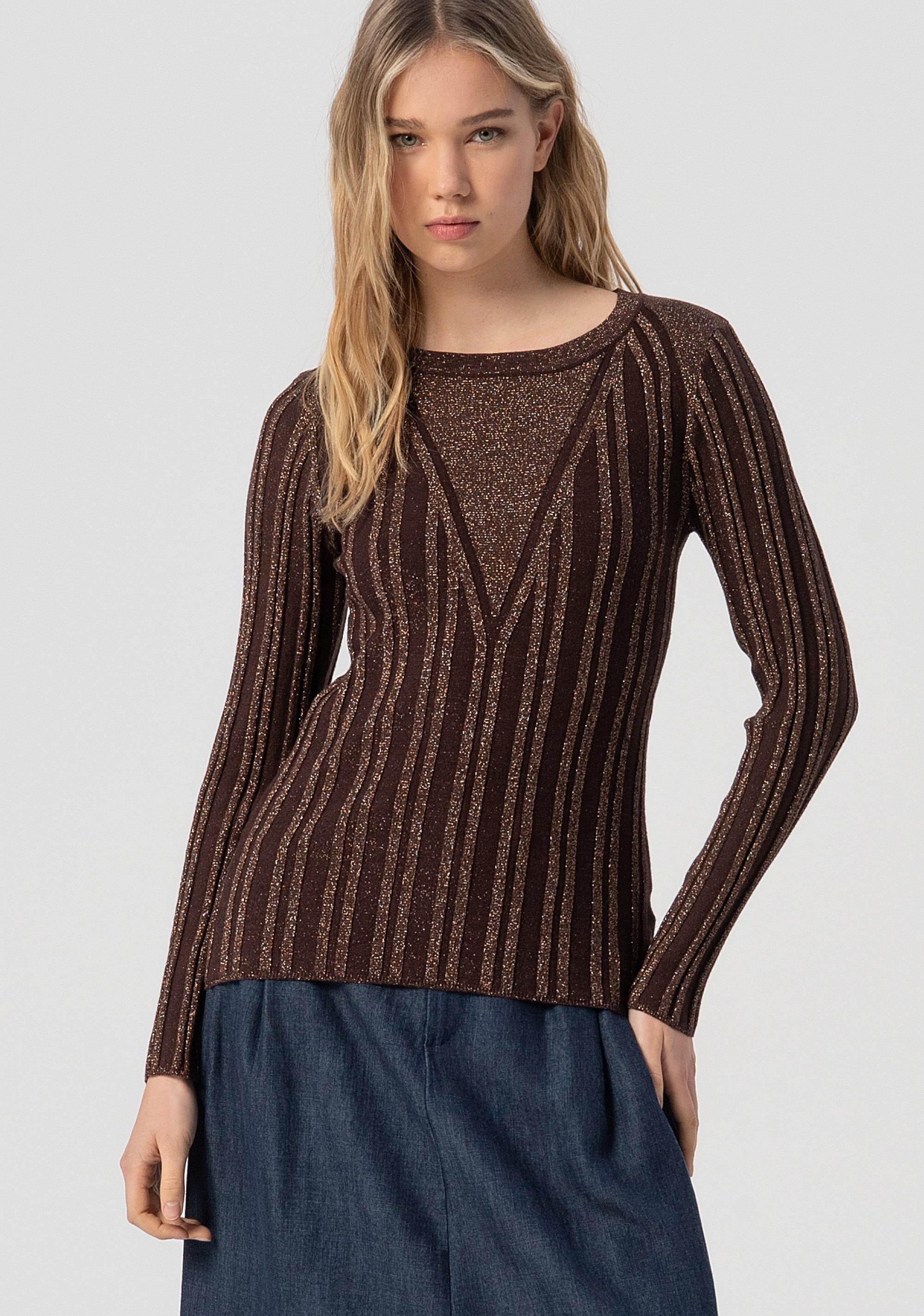 Maglia aderente con lurex FJ25WT7013K463Q7-T87 Fracomina