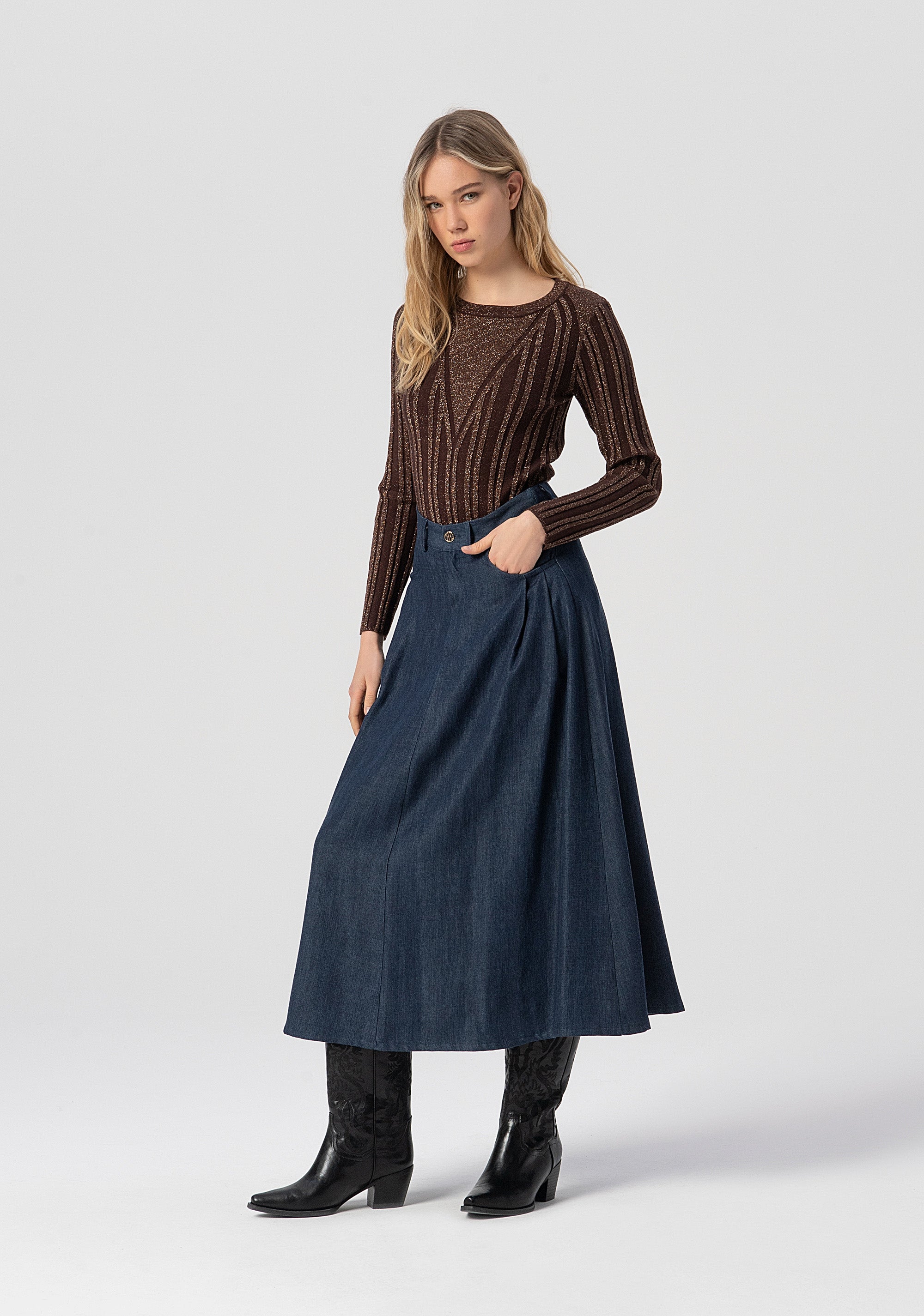 Maglia aderente con lurex FJ25WT7013K463Q7-T87 Fracomina