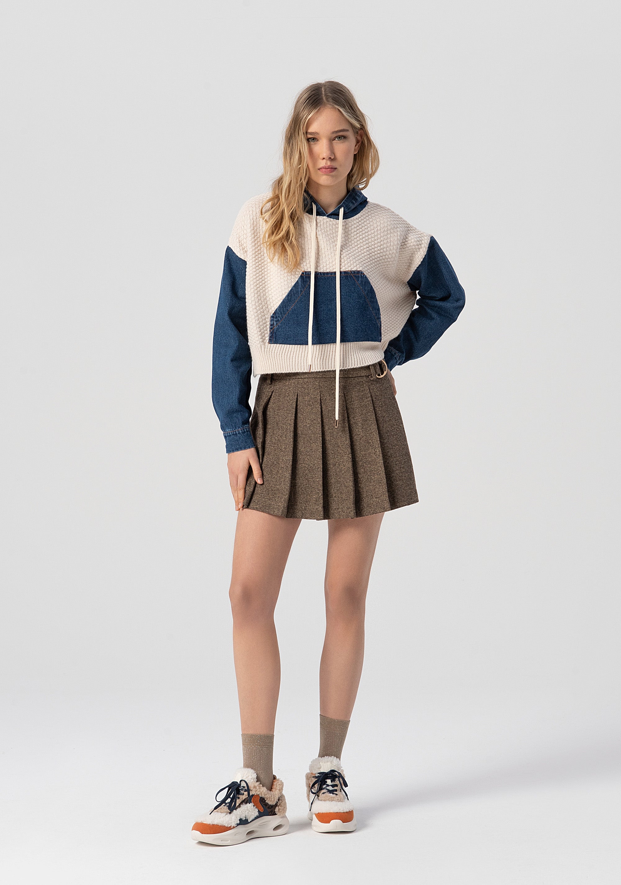 Maglia over con cappuccio in denim FJ25WT7017K47801-G19 Fracomina
