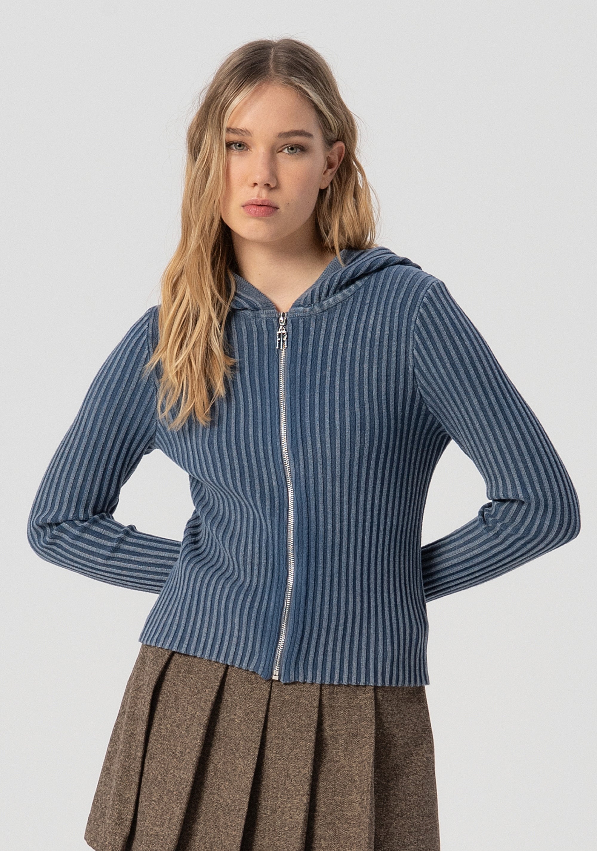 Cardigan aderente a coste con cappuccio FJ25WT8011K414O3-166 Fracomina