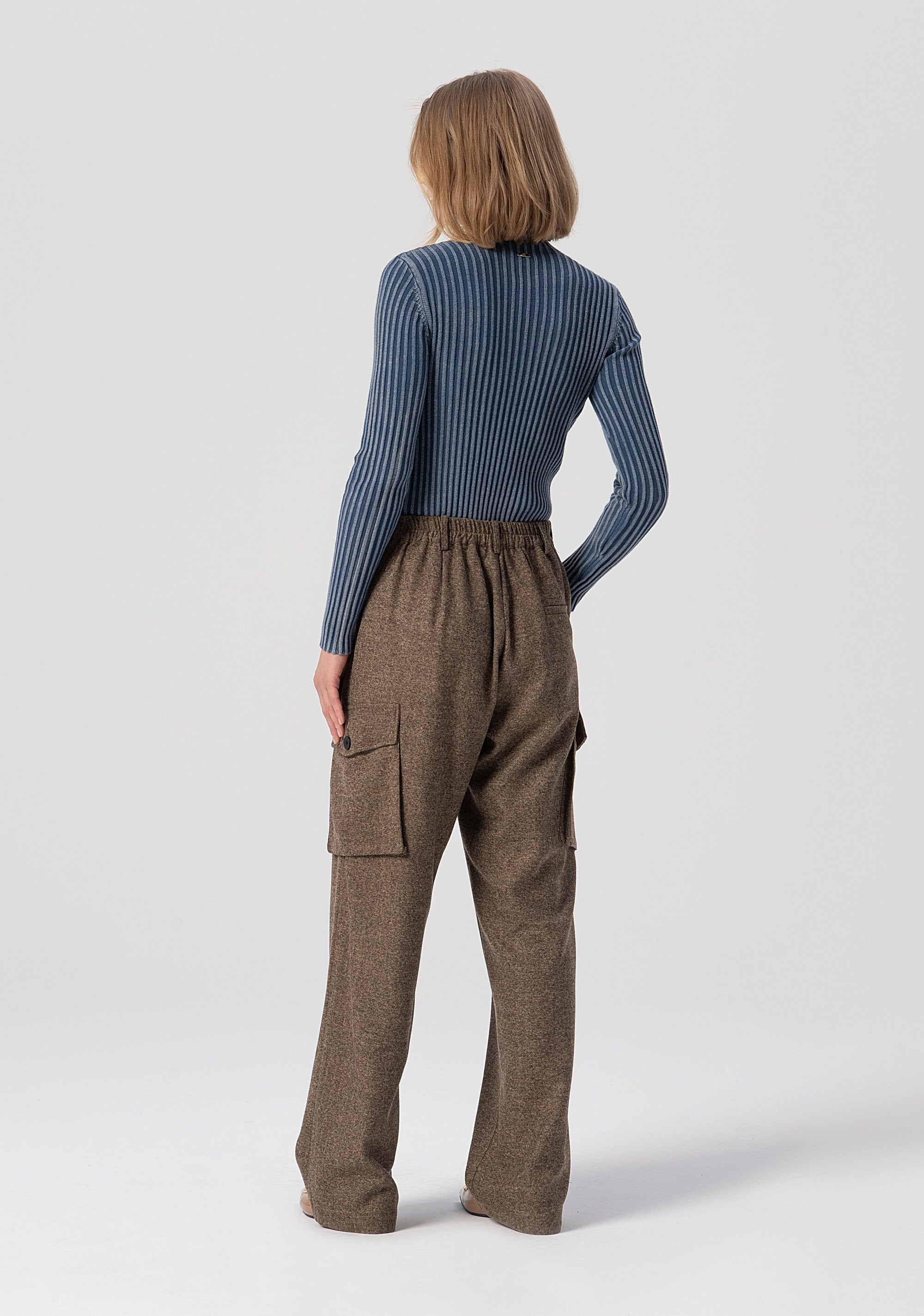 Pantaloni cargo in tweed FJ25WVC003W81601-091 Fracomina