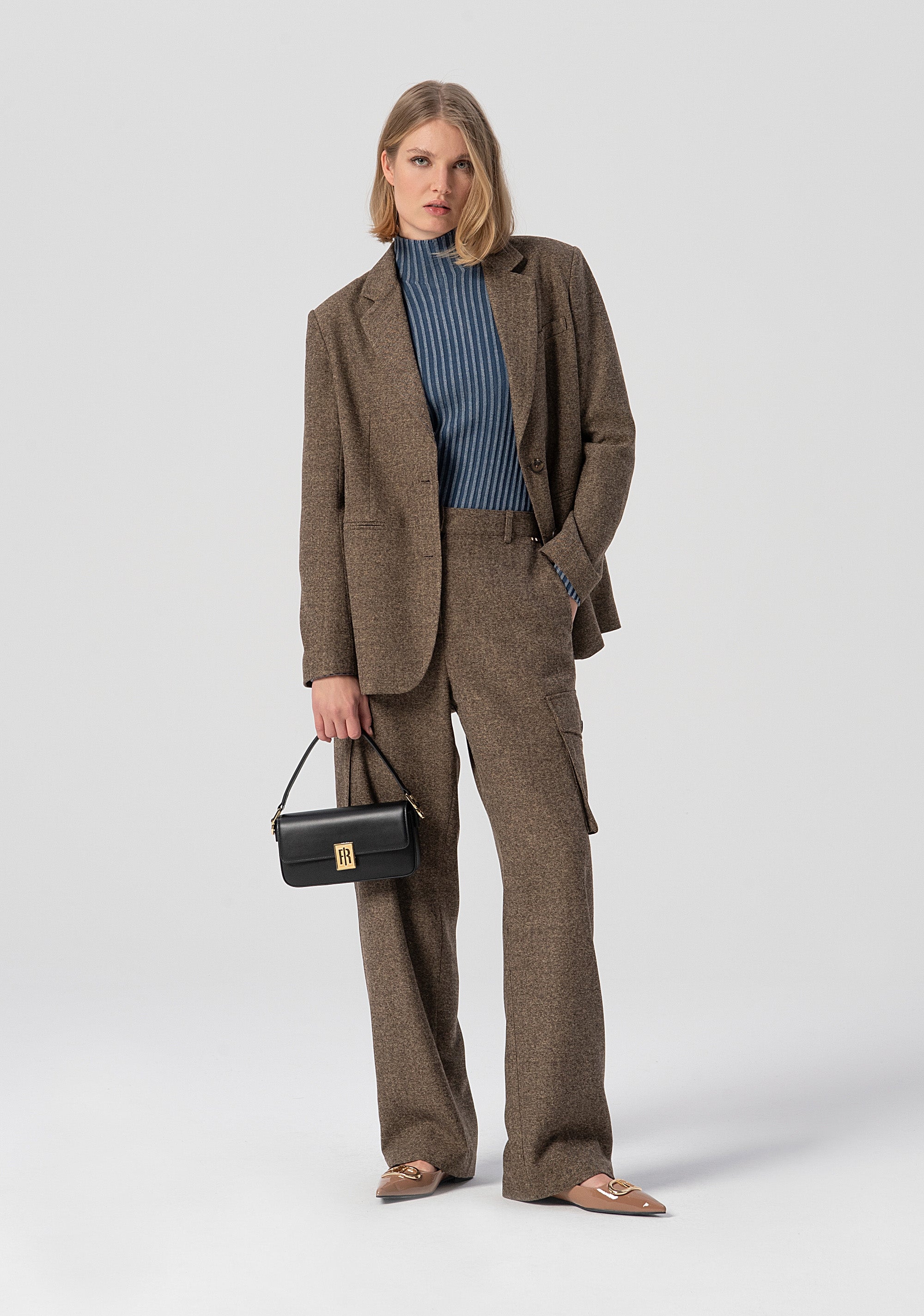 Pantaloni cargo in tweed FJ25WVC003W81601-091 Fracomina