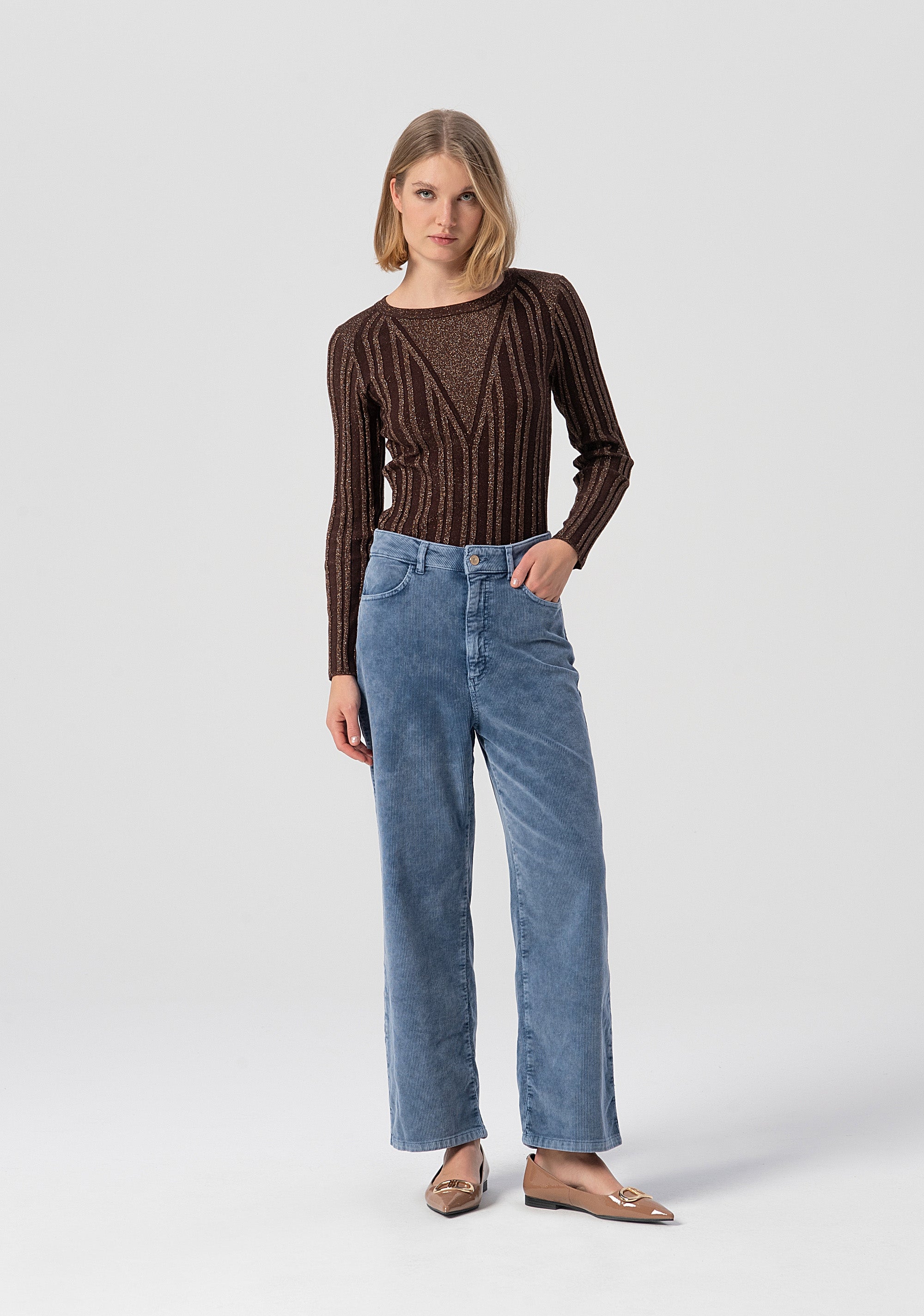 Pantaloni carrot in velluto FJ25WVD004W59601-166 Fracomina