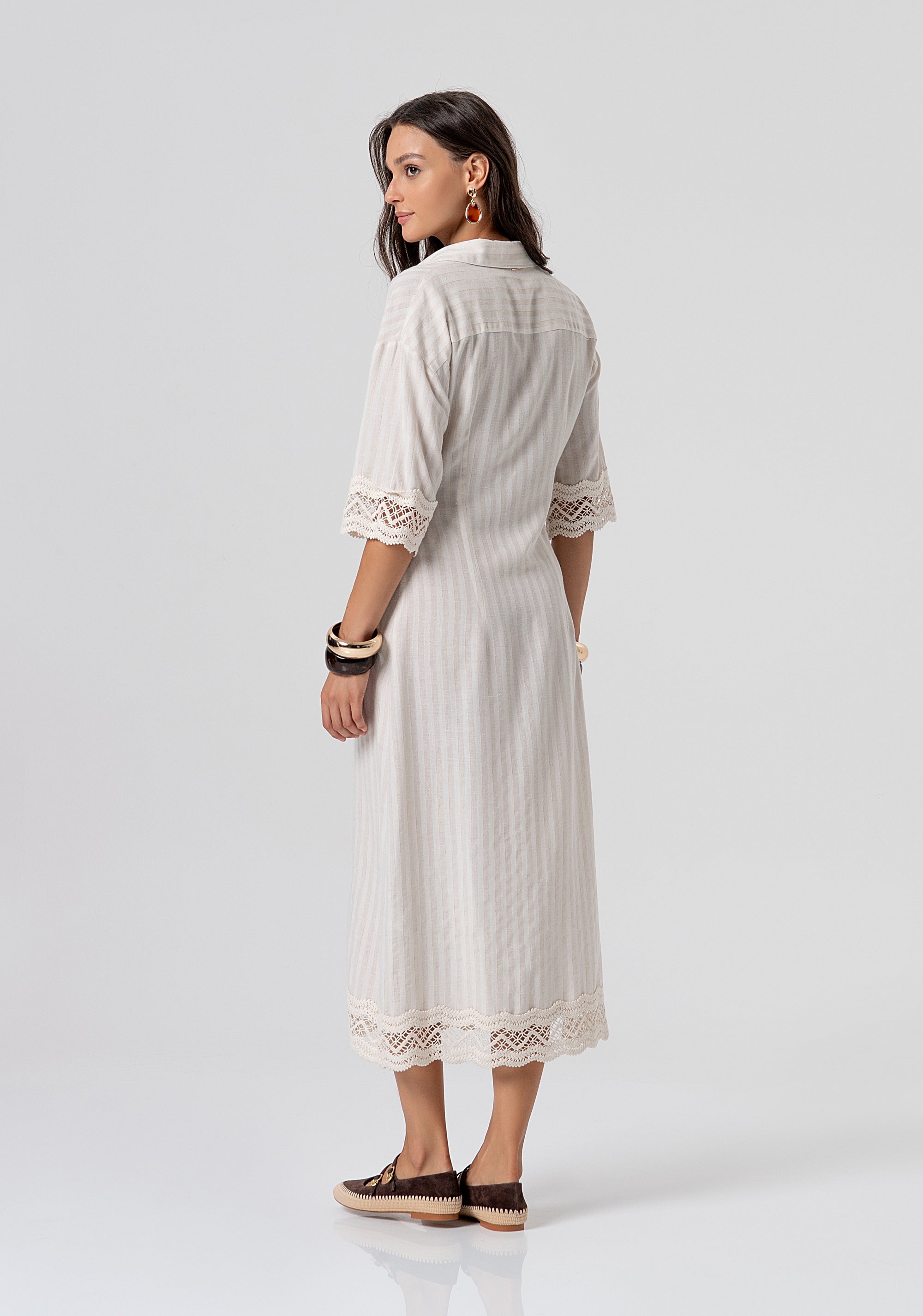 Abito regular modello chemisier midi con lino FJ26SD2001W839N8-662 Fracomina