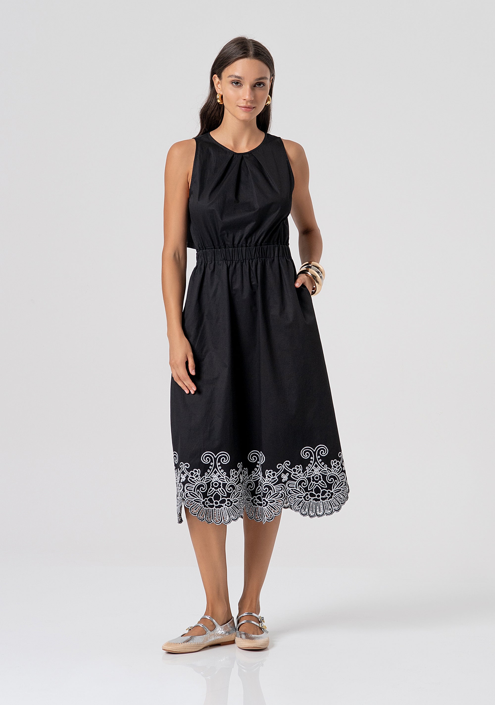 Abito regular midi in popeline di cotone FJ26SD2004W400E5-816 Fracomina