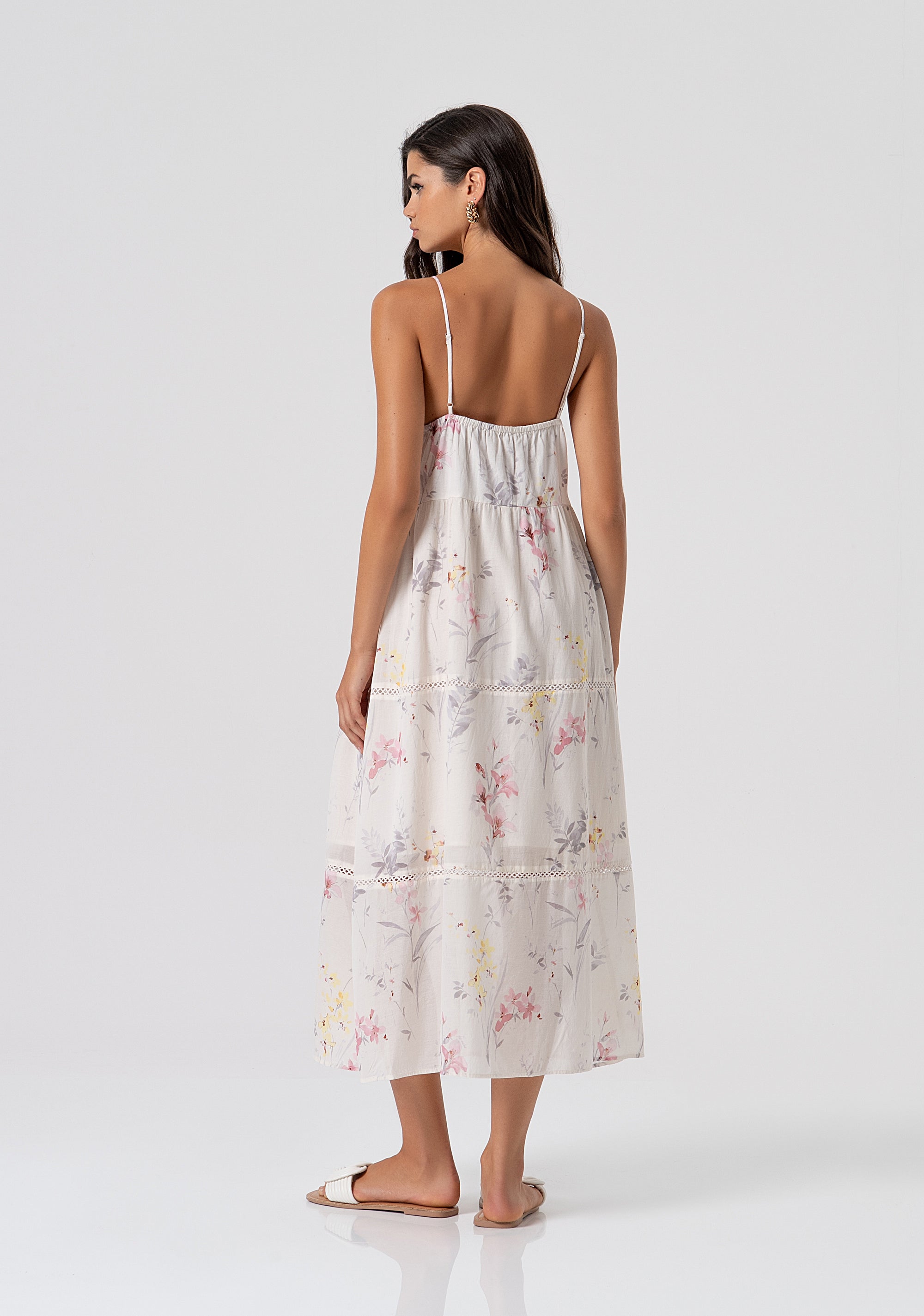 Abito senza maniche lungo in fantasia floreale FJ26SD3002W694K2-472 Fracomina