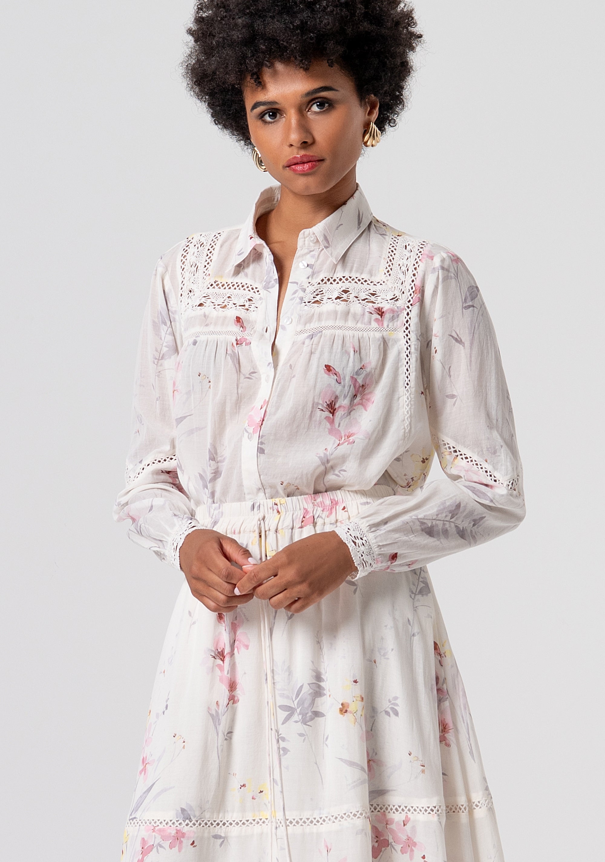 Gonna ampia lunga in fantasia floreale FJ26SG2001W694K2-472 Fracomina