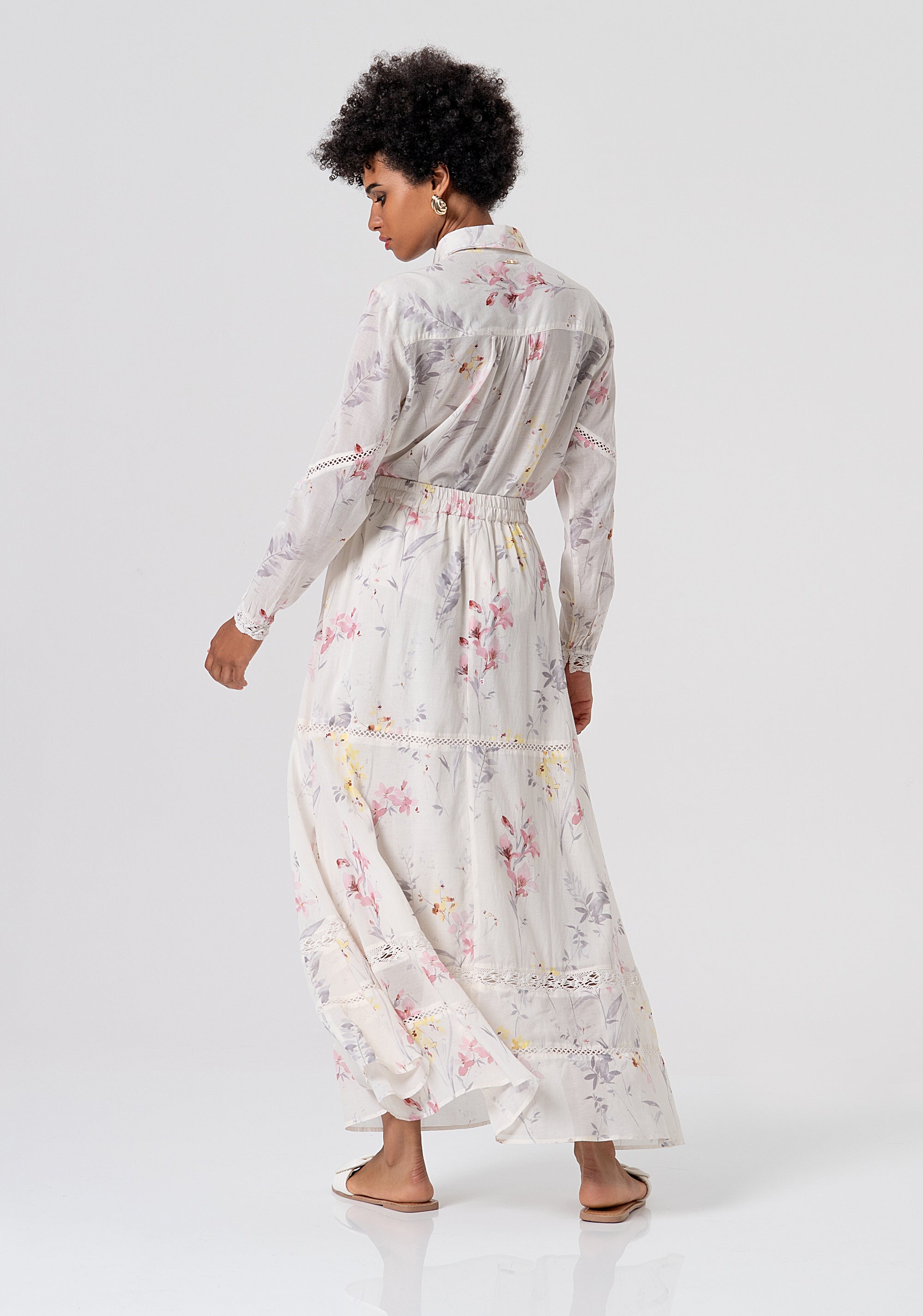 Gonna ampia lunga in fantasia floreale FJ26SG2001W694K2-472 Fracomina