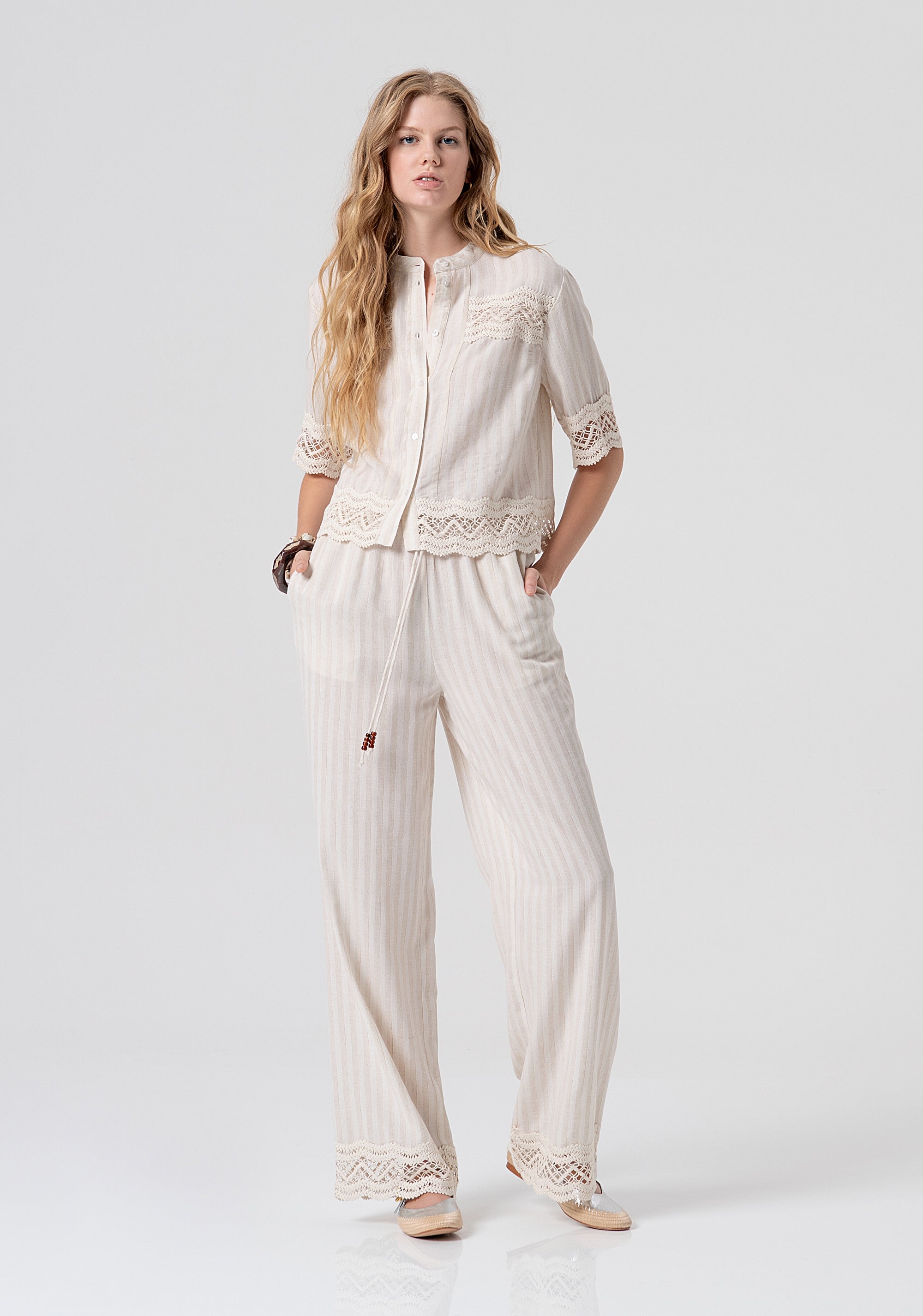 Camicia regular con lino FJ26ST6001W839N8-662 Fracomina