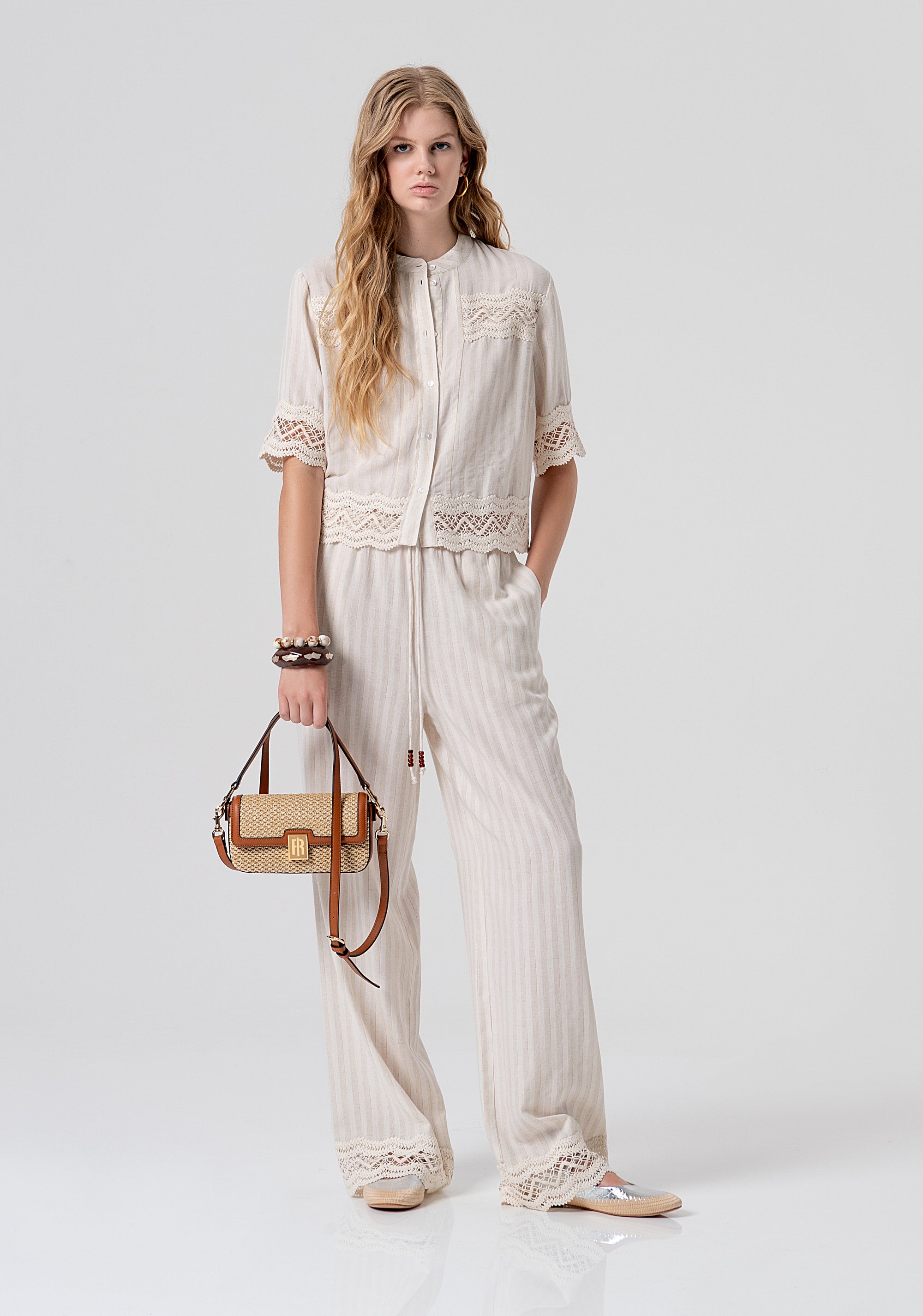 Camicia regular con lino FJ26ST6001W839N8-662 Fracomina