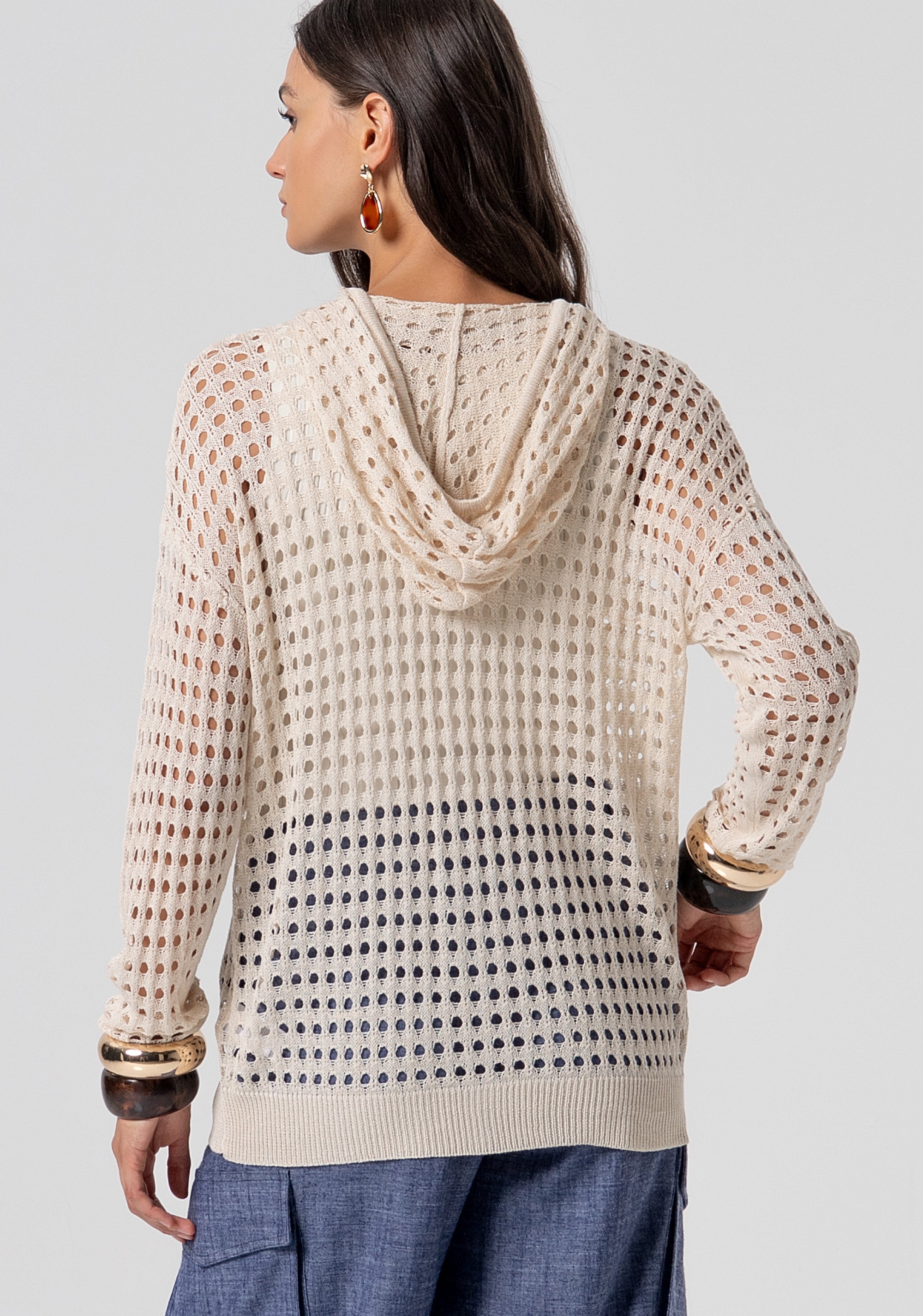 Cardigan regular con punto rete