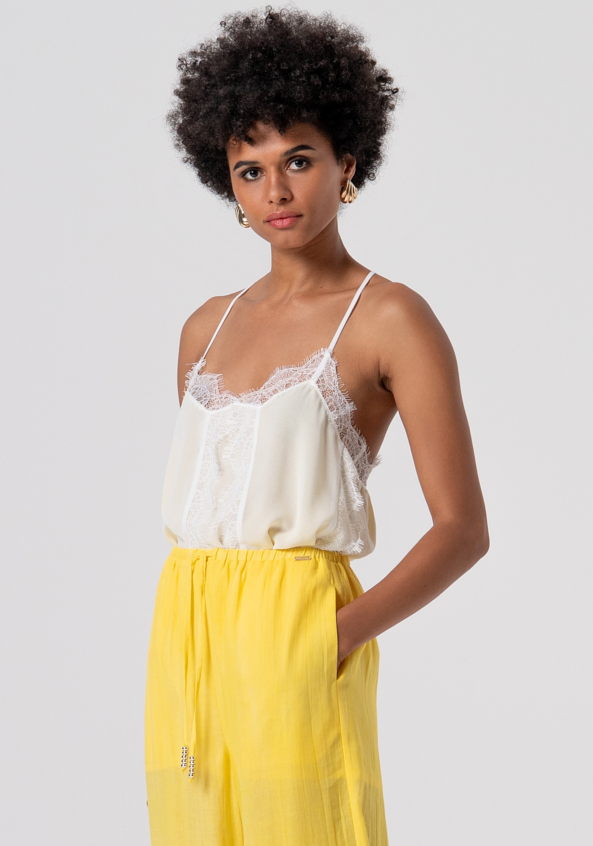 Pantaloni wide a palazzo in lino e lyocell FJ26SV2002W83801-Q91 Fracomina