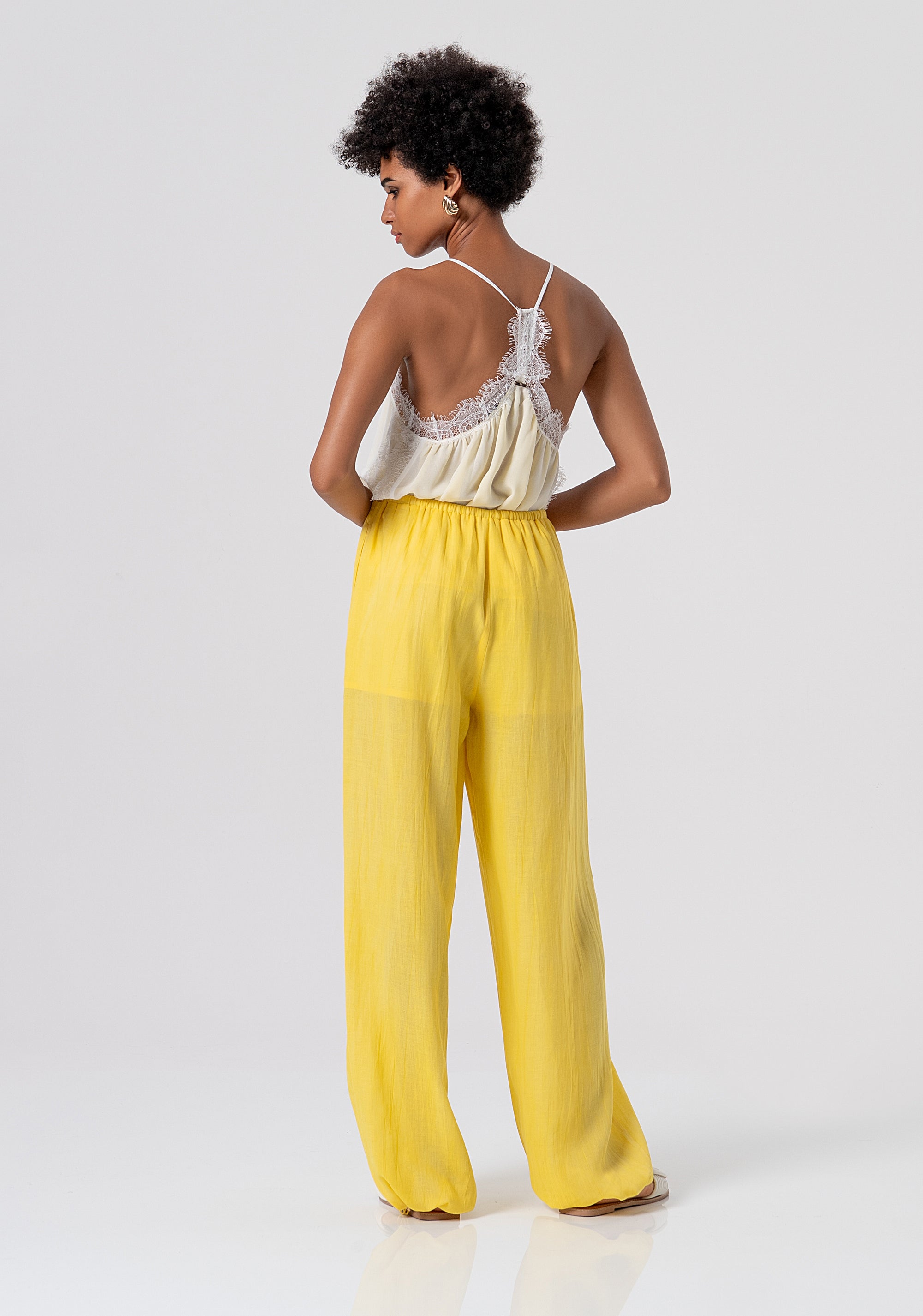 Pantaloni wide a palazzo in lino e lyocell FJ26SV2002W83801-Q91 Fracomina