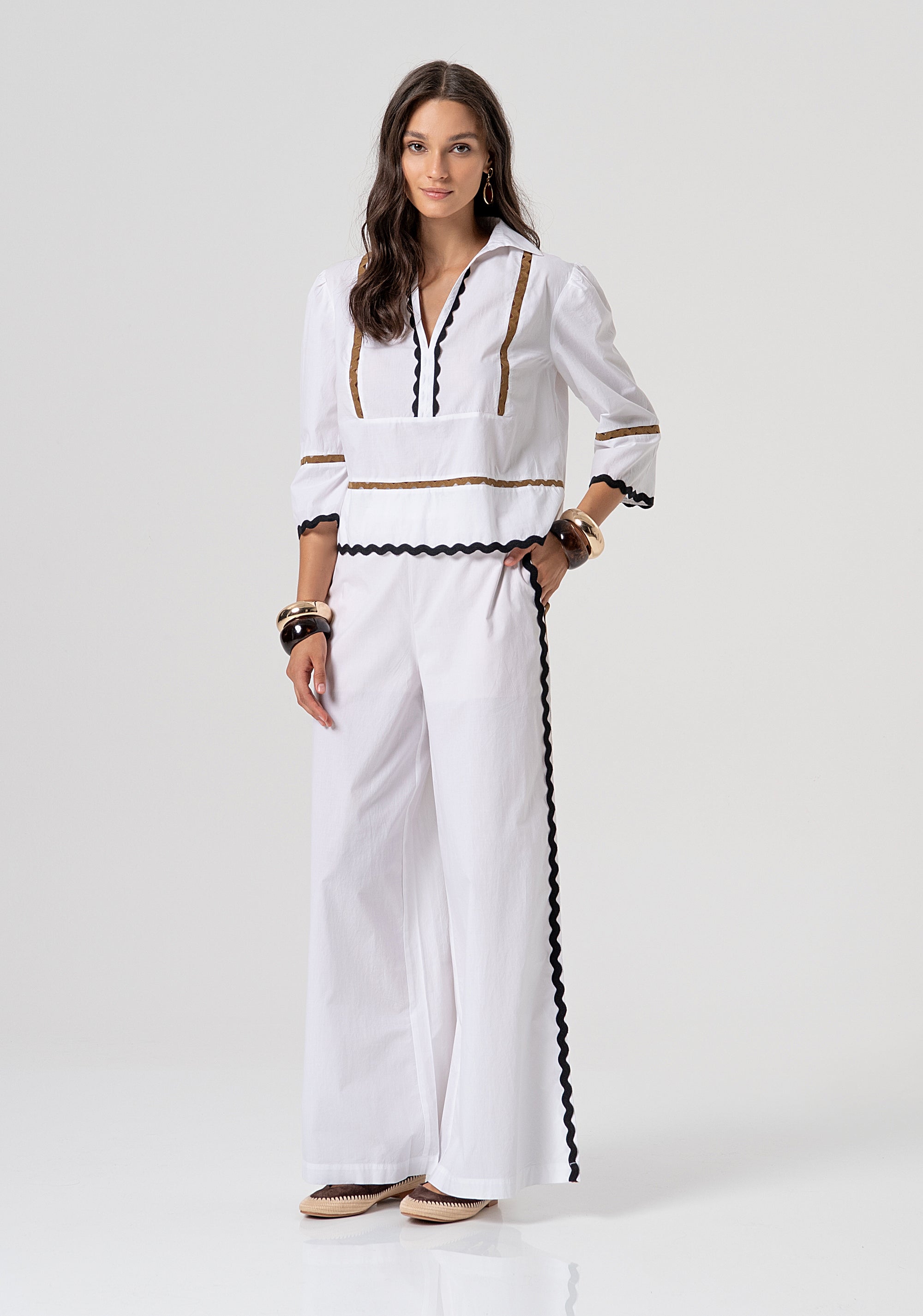 Pantalone wide a palazzo in popeline di cotone FJ26SV3002W40001-278 Fracomina