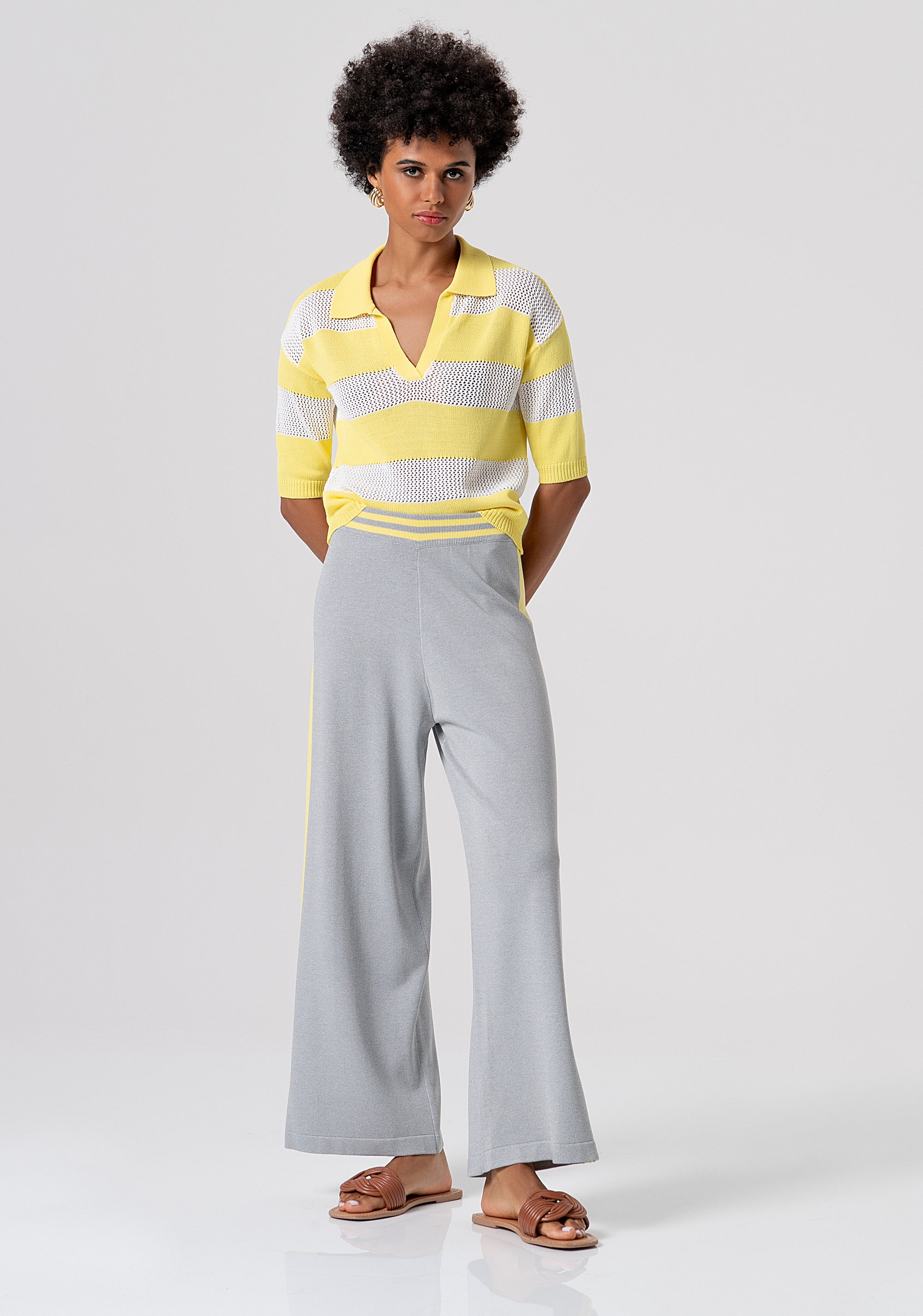 Pantalone wide a palazzo in maglia FJ26SV3007K41801-M48 Fracomina