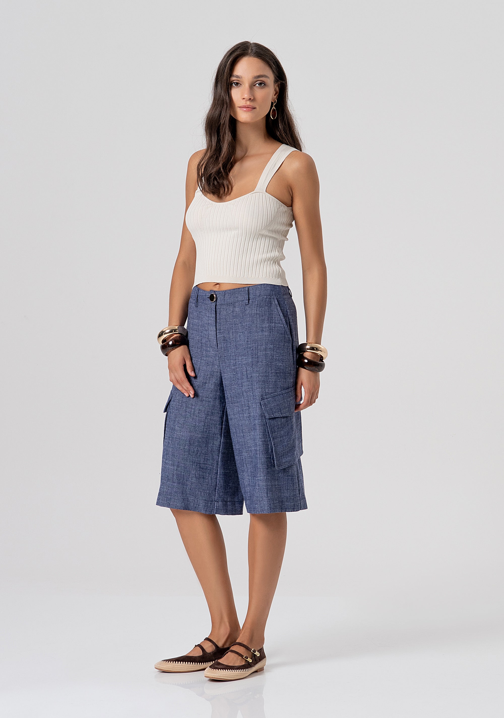 Bermuda cargo con lino FJ26SVC001W84301-064 Fracomina