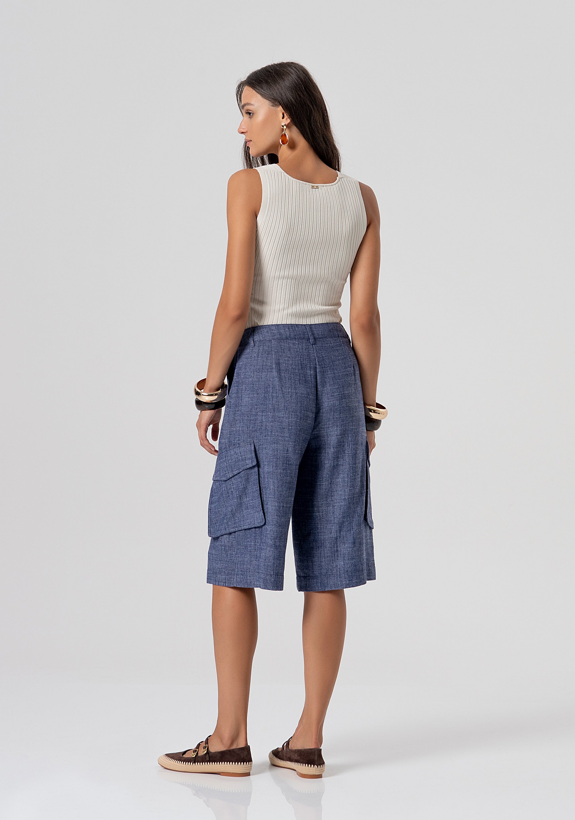 Bermuda cargo con lino FJ26SVC001W84301-064 Fracomina