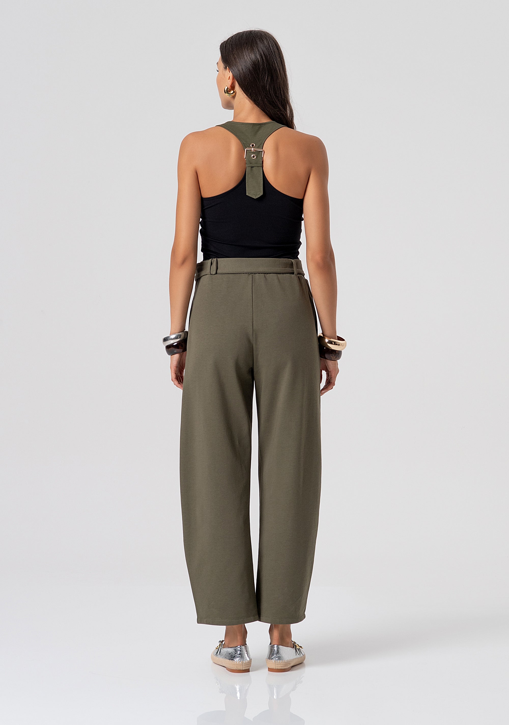 Pantalone carrot balloon fit in felpa con occhielli vela applicati FJ26SVD001F44901-M47 Fracomina