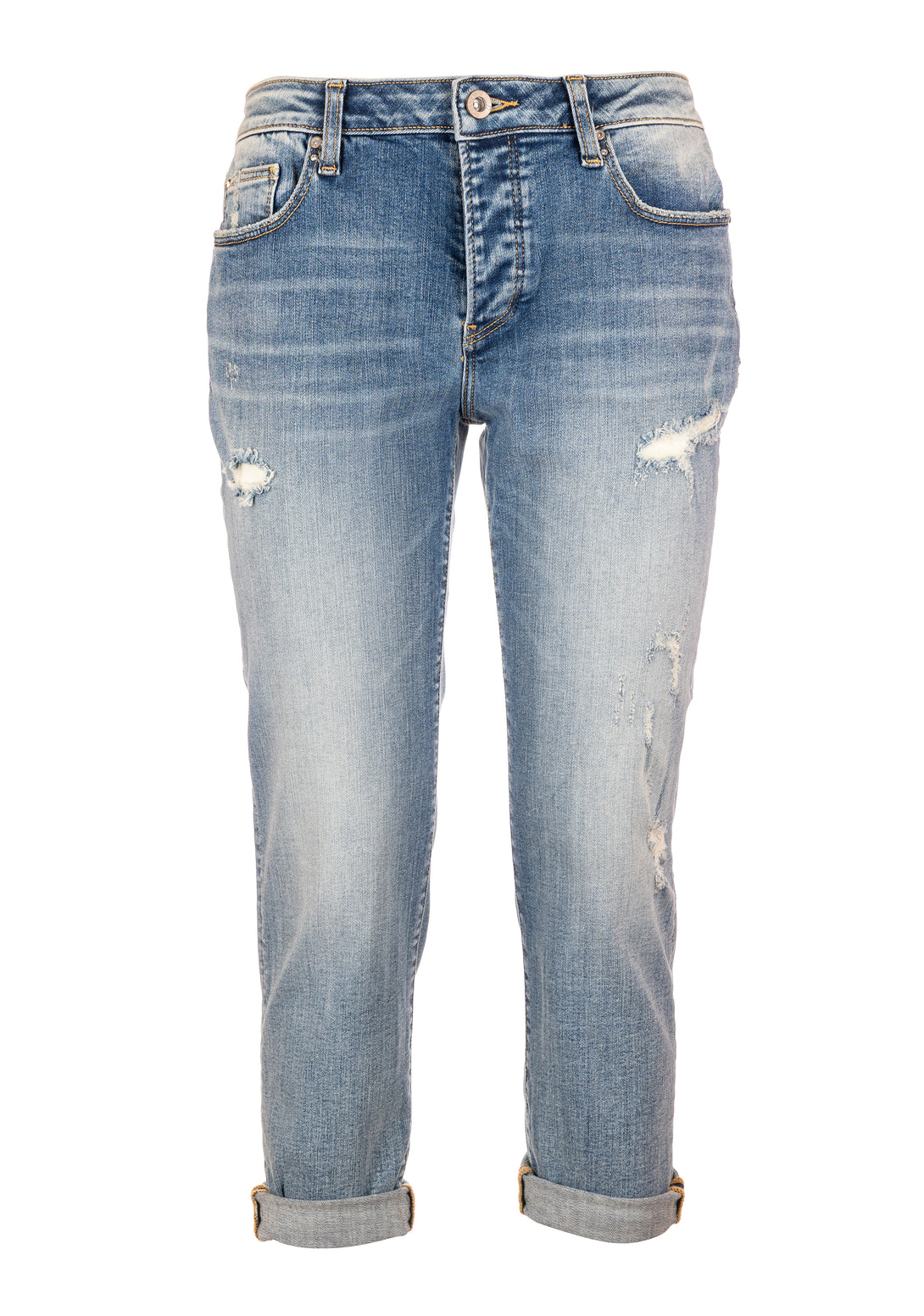 Jeans boyfriend cropped in denim con lavaggio chiaro FP23WV5001D401O1 Fracomina