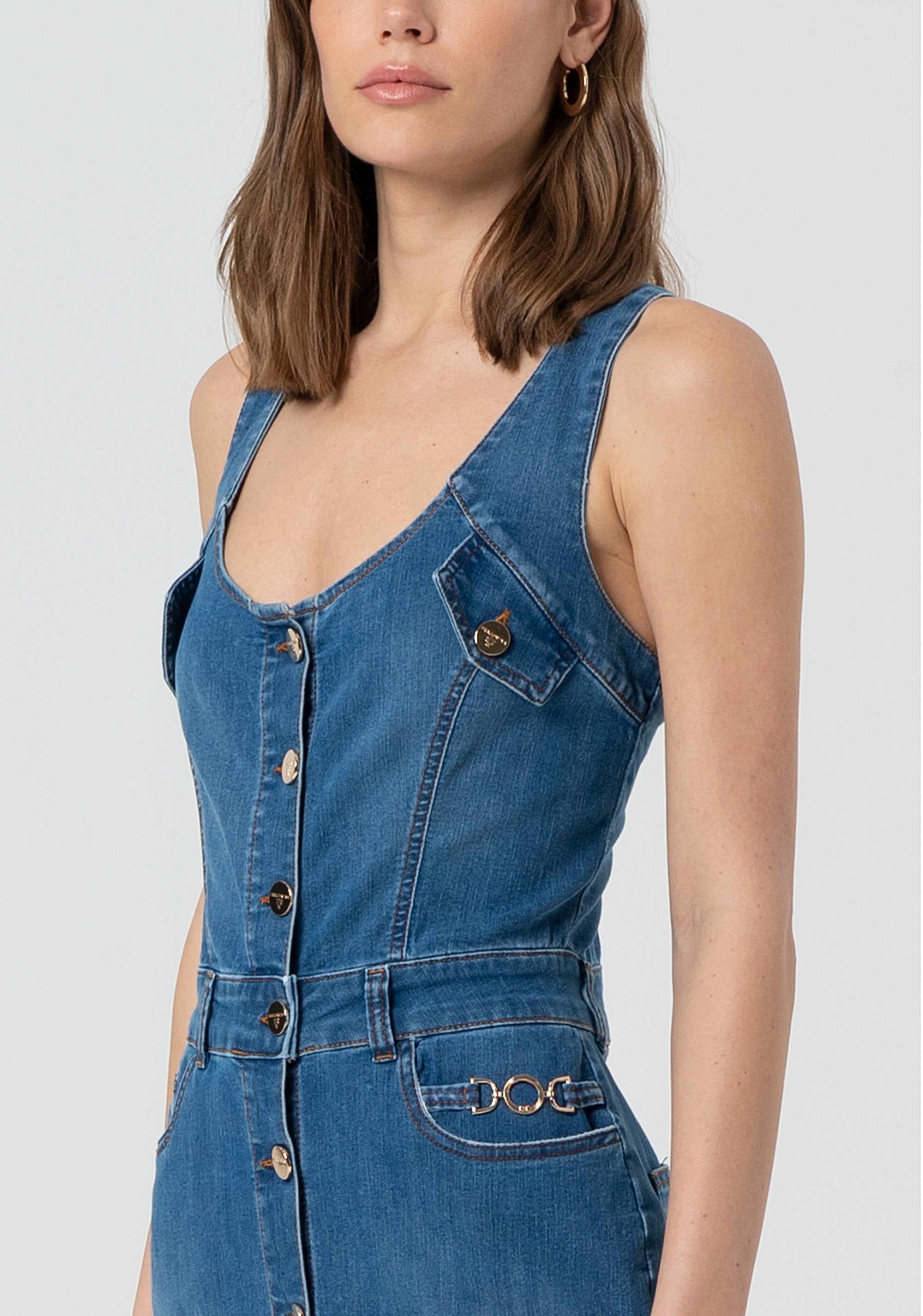 Abito slim senza maniche in denim FP25SD4001D46402-258 Fracomina