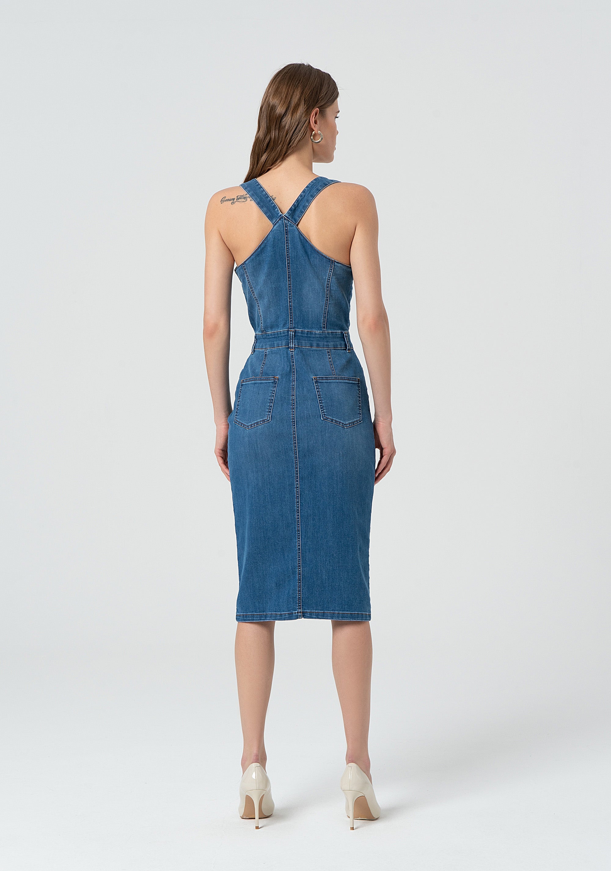 Abito slim senza maniche in denim FP25SD4001D46402-258 Fracomina