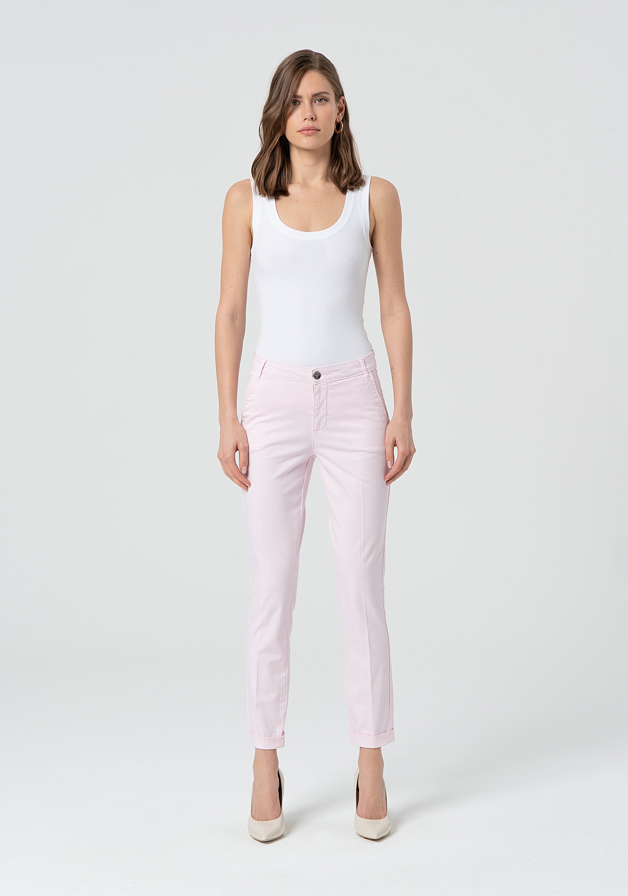 Pantalone regular in raso