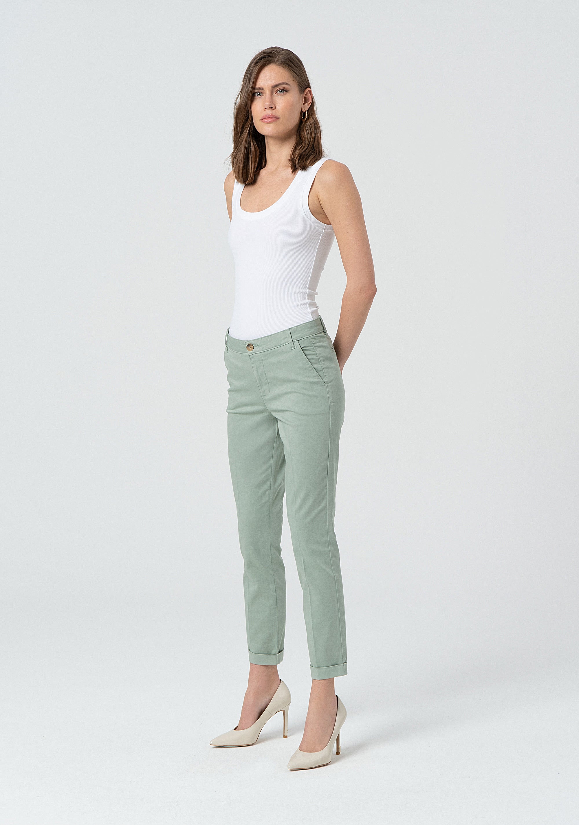 Pantalone regular in raso