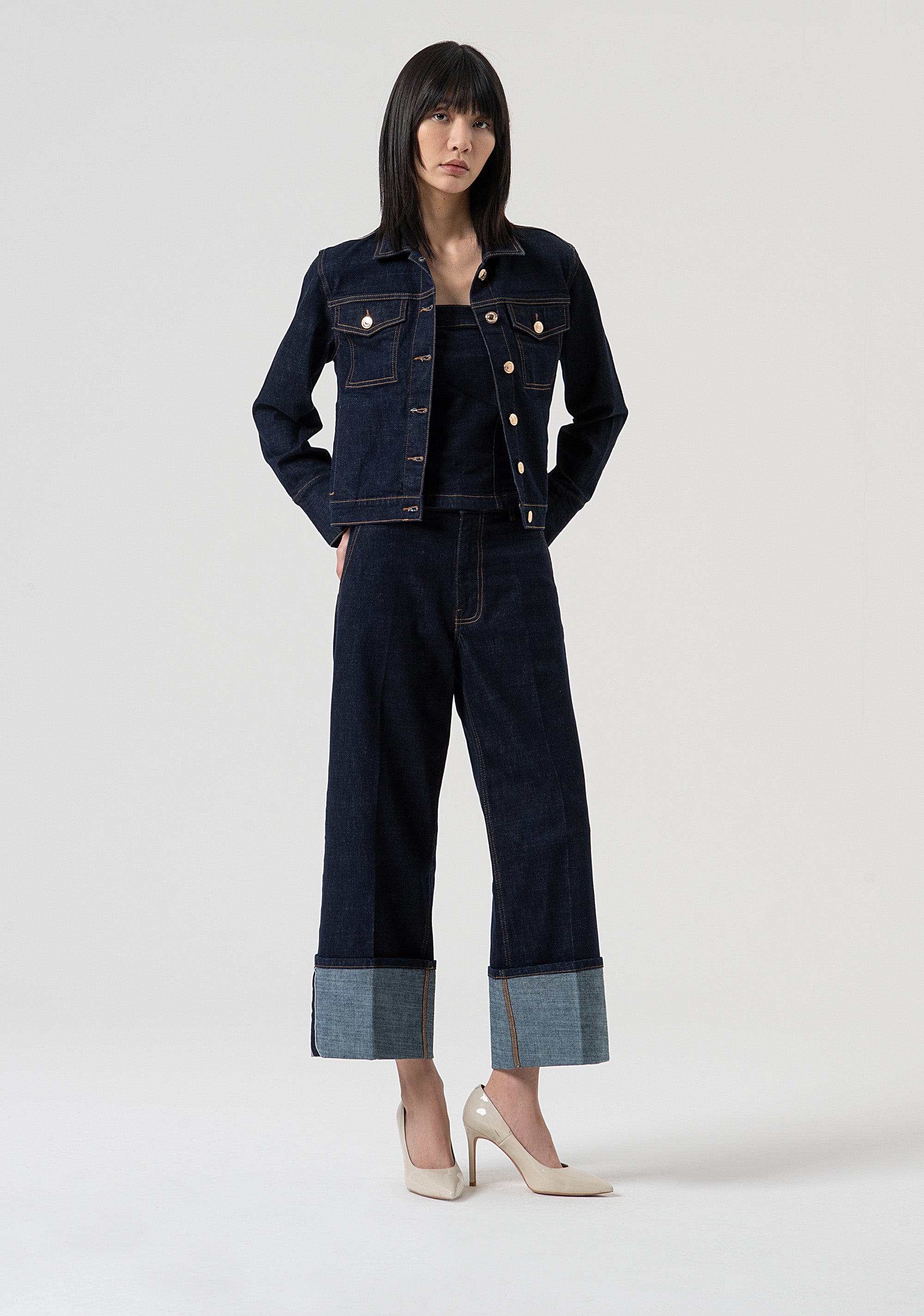 Giacca regular in denim con lavaggio raw FP25WJ4006D40193-L23 Fracomina